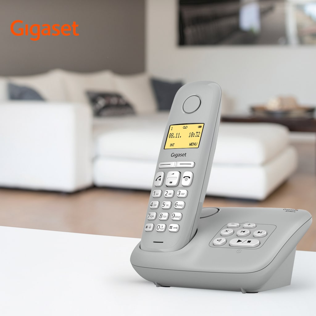 Gigaset Schnurloses DECT-Telefon »A280A«, (Mobilteile: 1), mit Anrufbeantworter, hörgerätekompatibel