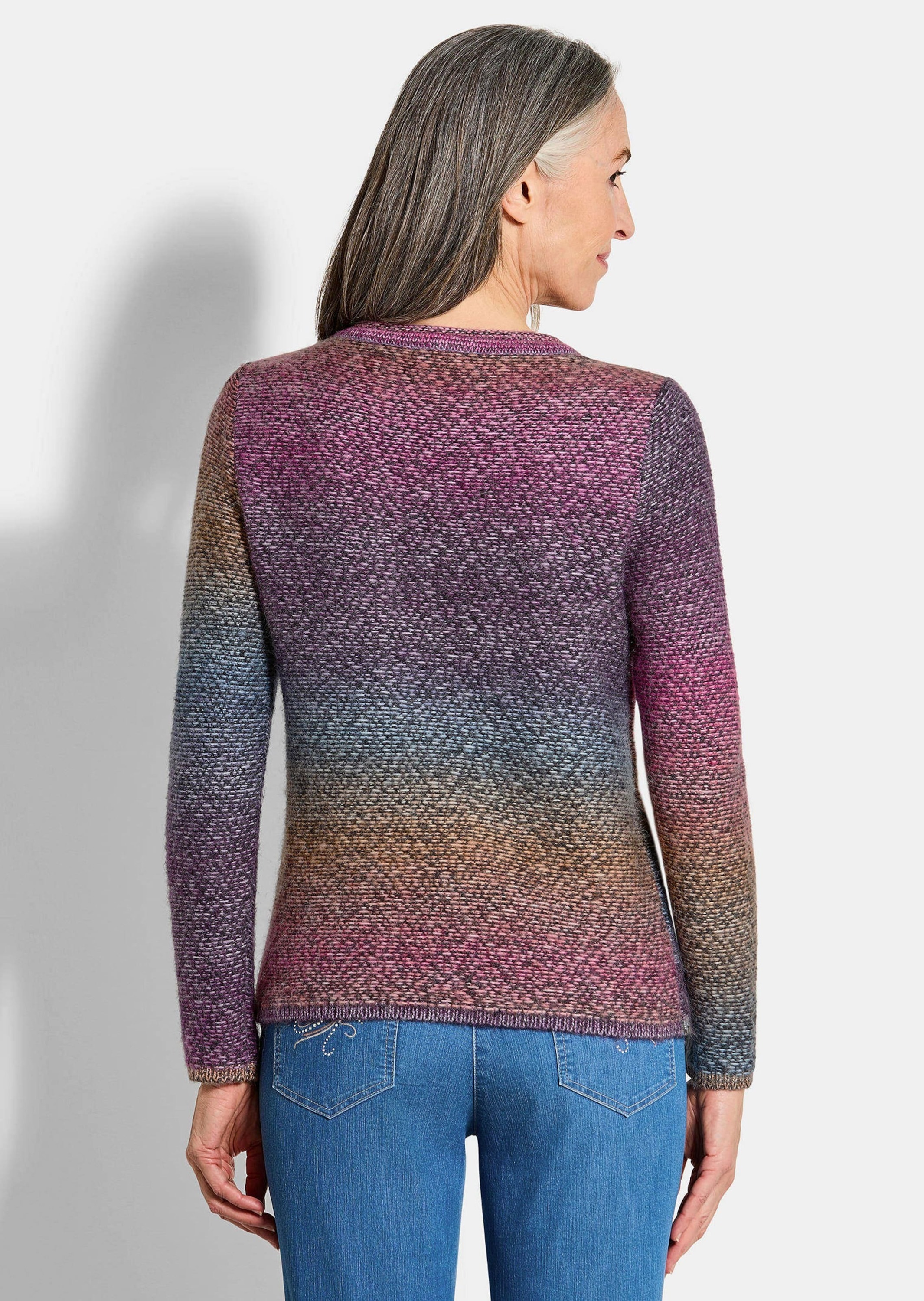 GOLDNER Rundhalspullover »Kurzgröße Langarm Pullover mit U-Boot-Ausschnitt« Multicolor-Optik