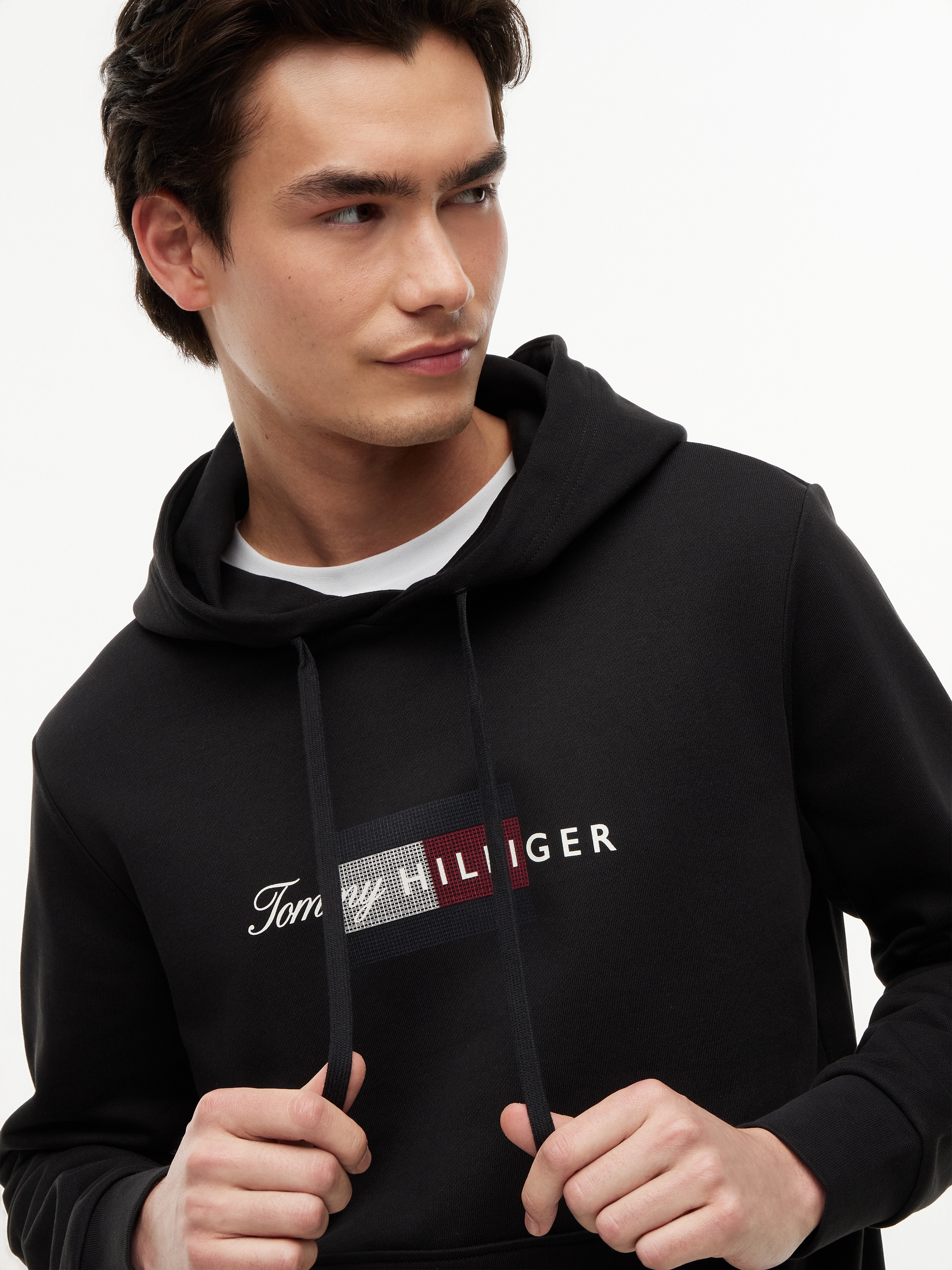Tommy Hilfiger Hoodie »SCRIPT FLAG HOODIE«, mit Flag-Grafik und Tunnelzug
