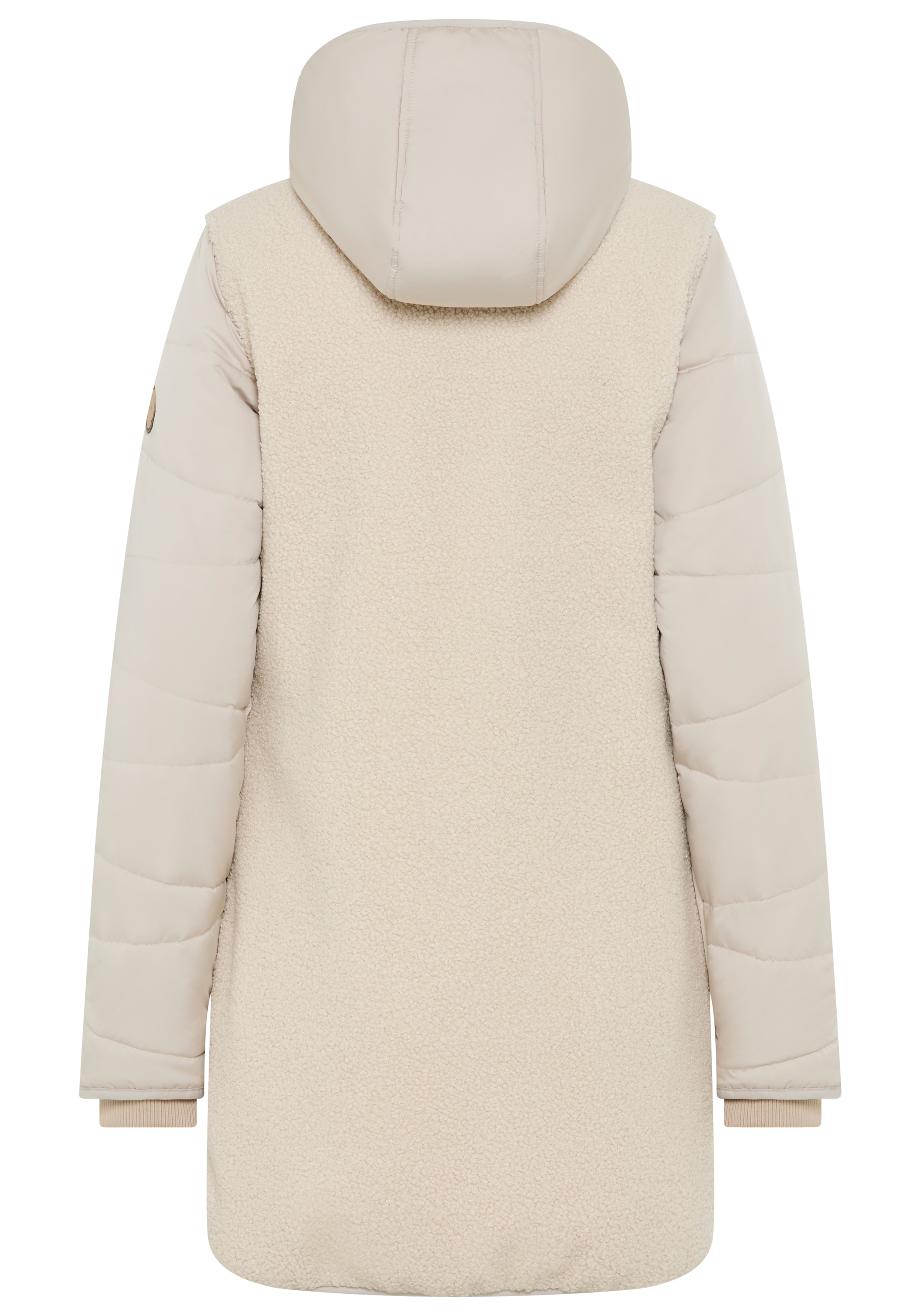 KangaROOS Hybridjacke mit Kapuze Übergangsjacke aus Teddy-Fleece mit gesteppten Ärmeln und Kapuze