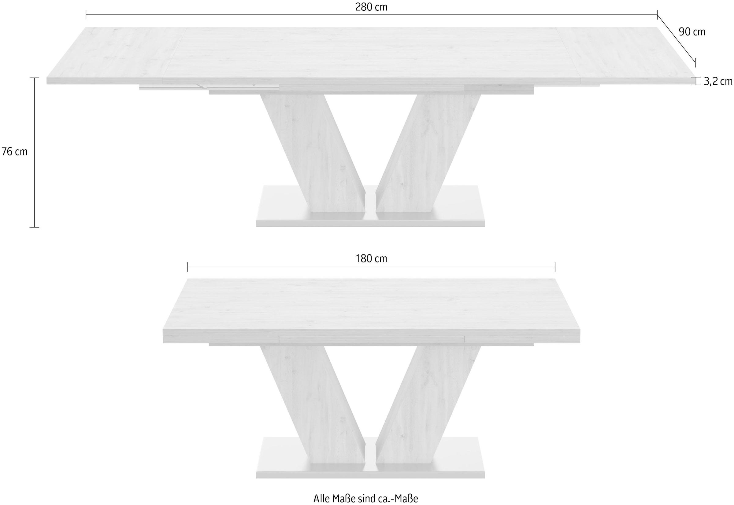 Mäusbacher Esstisch »Komfort D«, mit V-Gestell in asteichefarben und mit  Auszug, Breite 180-260 cm auf Raten bestellen