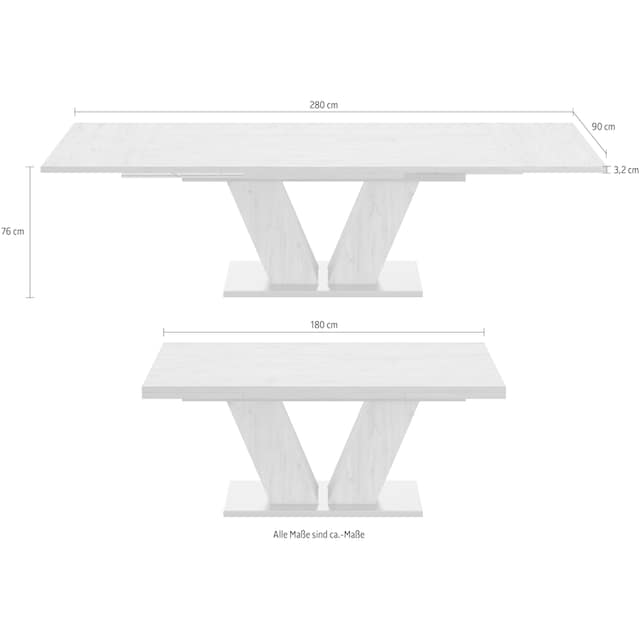 Mäusbacher Esstisch »Komfort D«, mit V-Gestell in asteichefarben und mit  Auszug, Breite 180-260 cm auf Raten bestellen