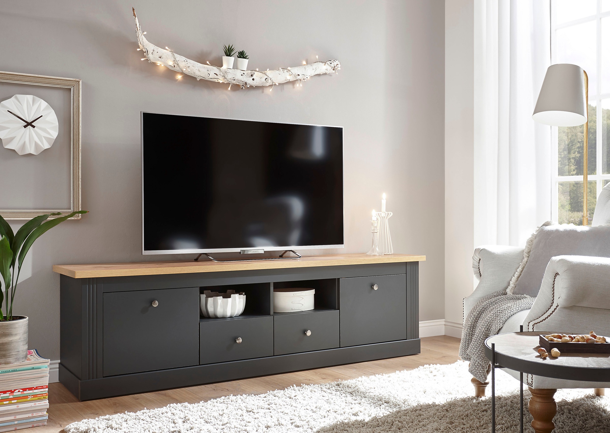 Home affaire Lowboard »Westminster BESTSELLER!«, (Breite ca. 180cm), in romantischem Landhausstil