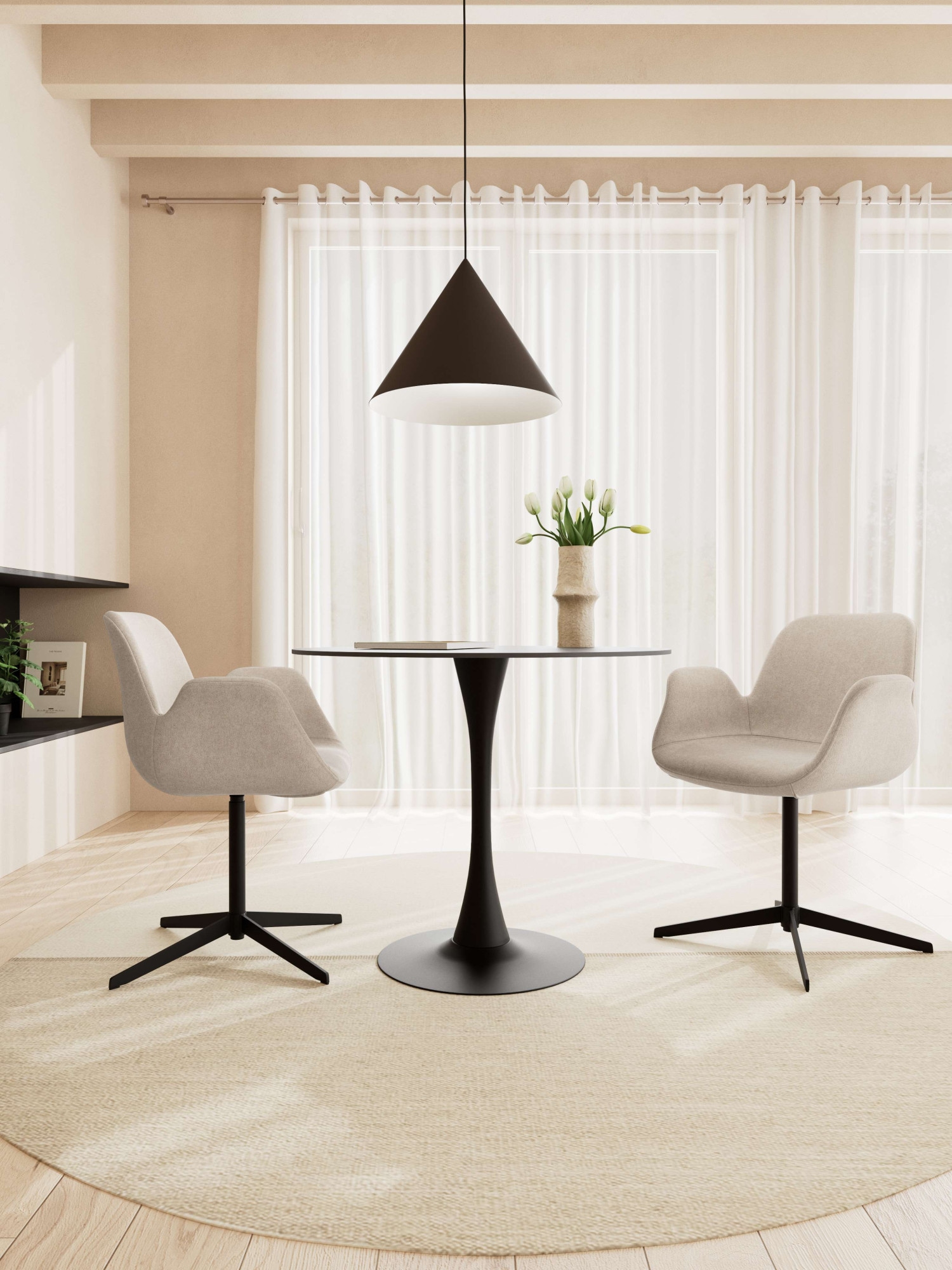 ACTONA GROUP Esszimmerstuhl »Beth, Stuhl, Polsterstuhl« () Stuhl, sand, schwarz, Drehfunktion