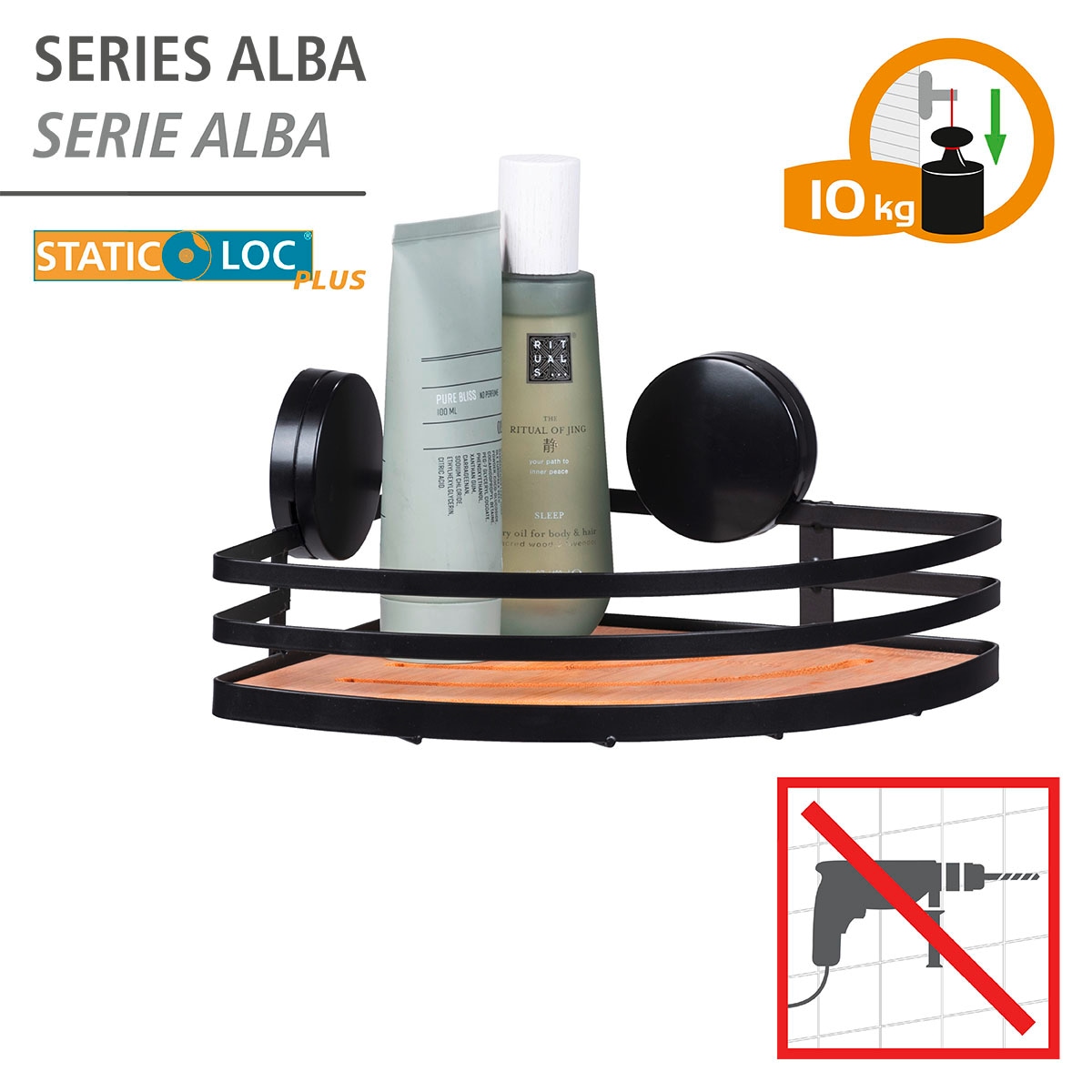 WENKO Badregal »Static-Loc® Alba«, Eckablage, Befestigen ohne bohren