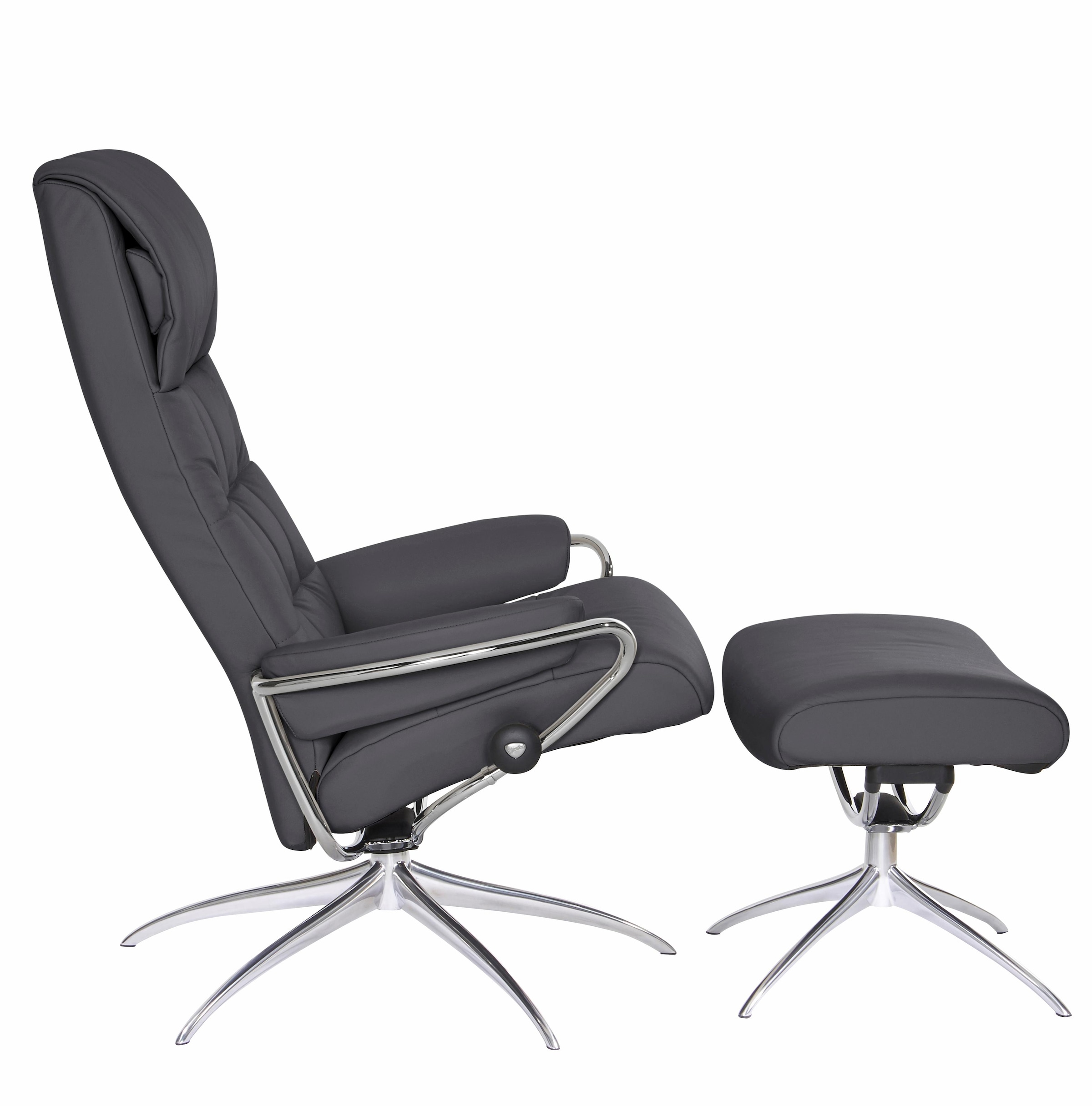Stressless® Relaxsessel »London« Set, Relaxsessel mit Hocker,  mit Hocker, High Back, mit Star Base, Gestell Chrom