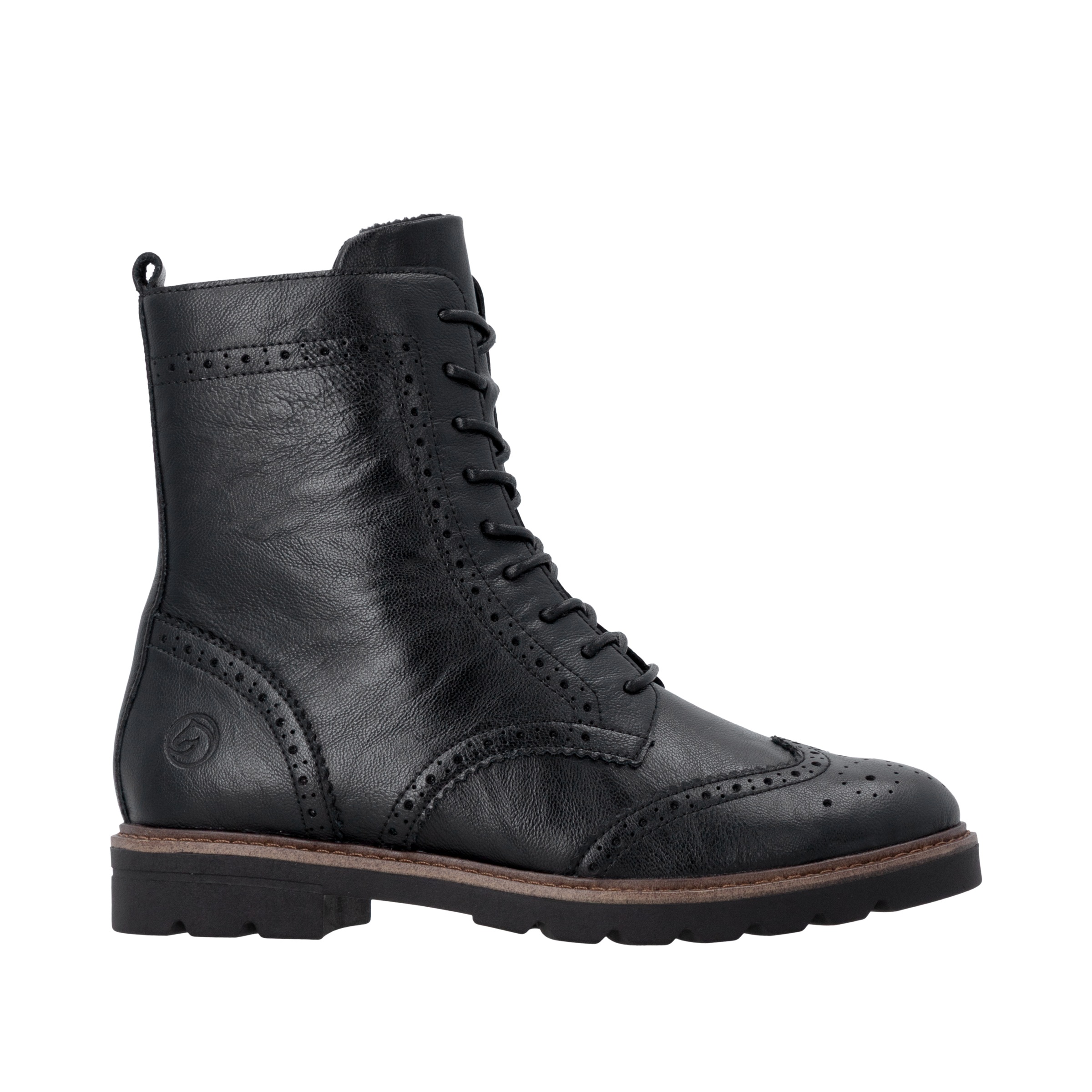 Remonte Schnürstiefelette  Blockabsatz, Schnürboots mit Ziernähten und Lyralochmuster