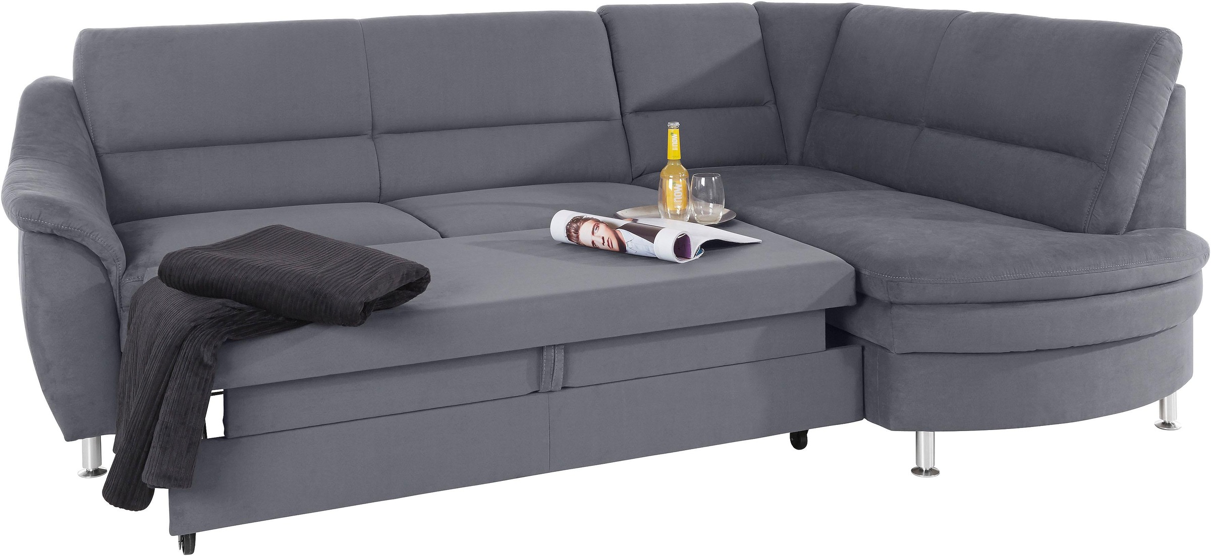 Places of Style Ecksofa »Cardoso L-Form«, Federkern, wahlweise mit Bett, Schubkasten