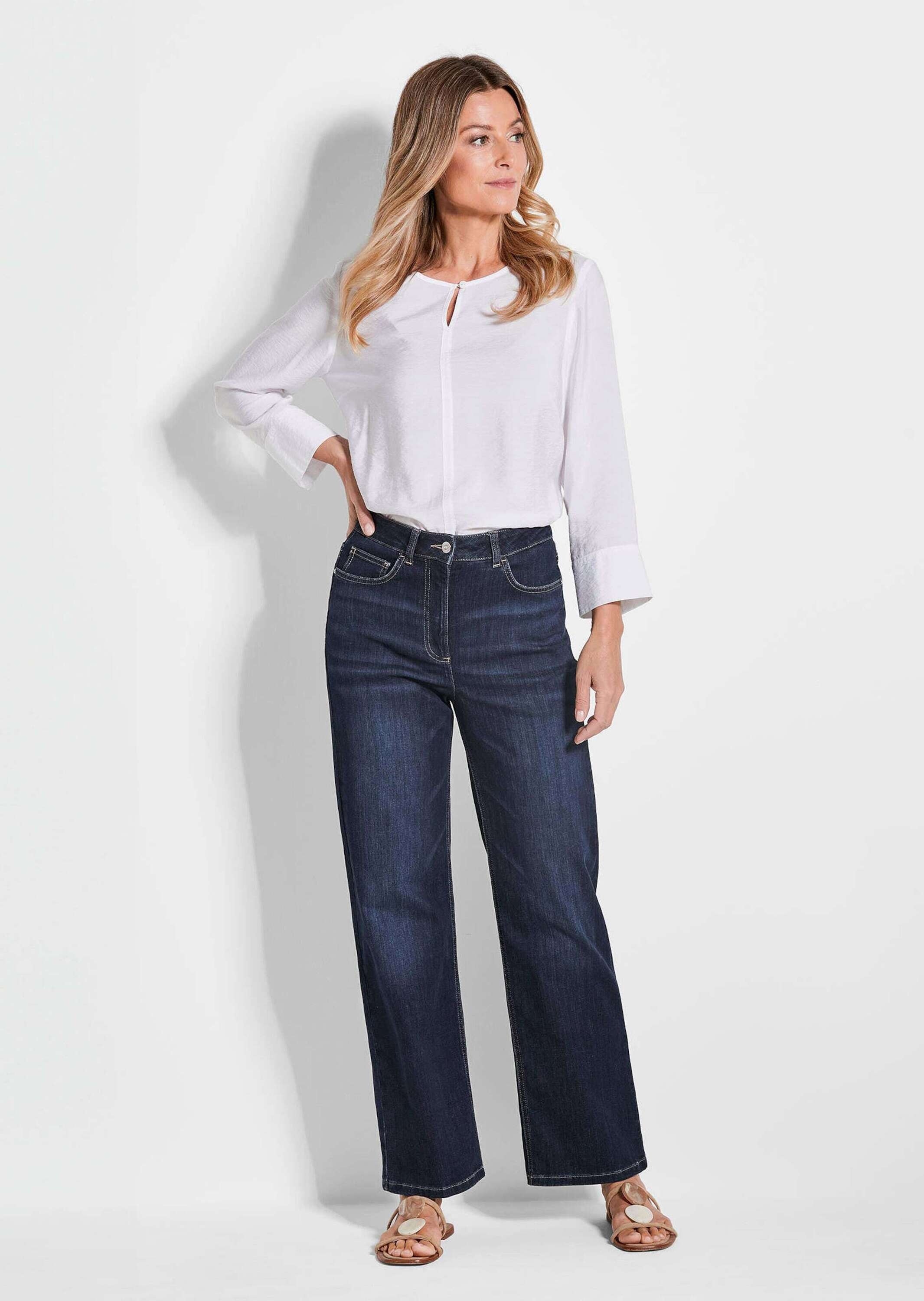 GOLDNER Stretch-Jeans »Kurzgröße Denim Jeans mit weitem Bein«