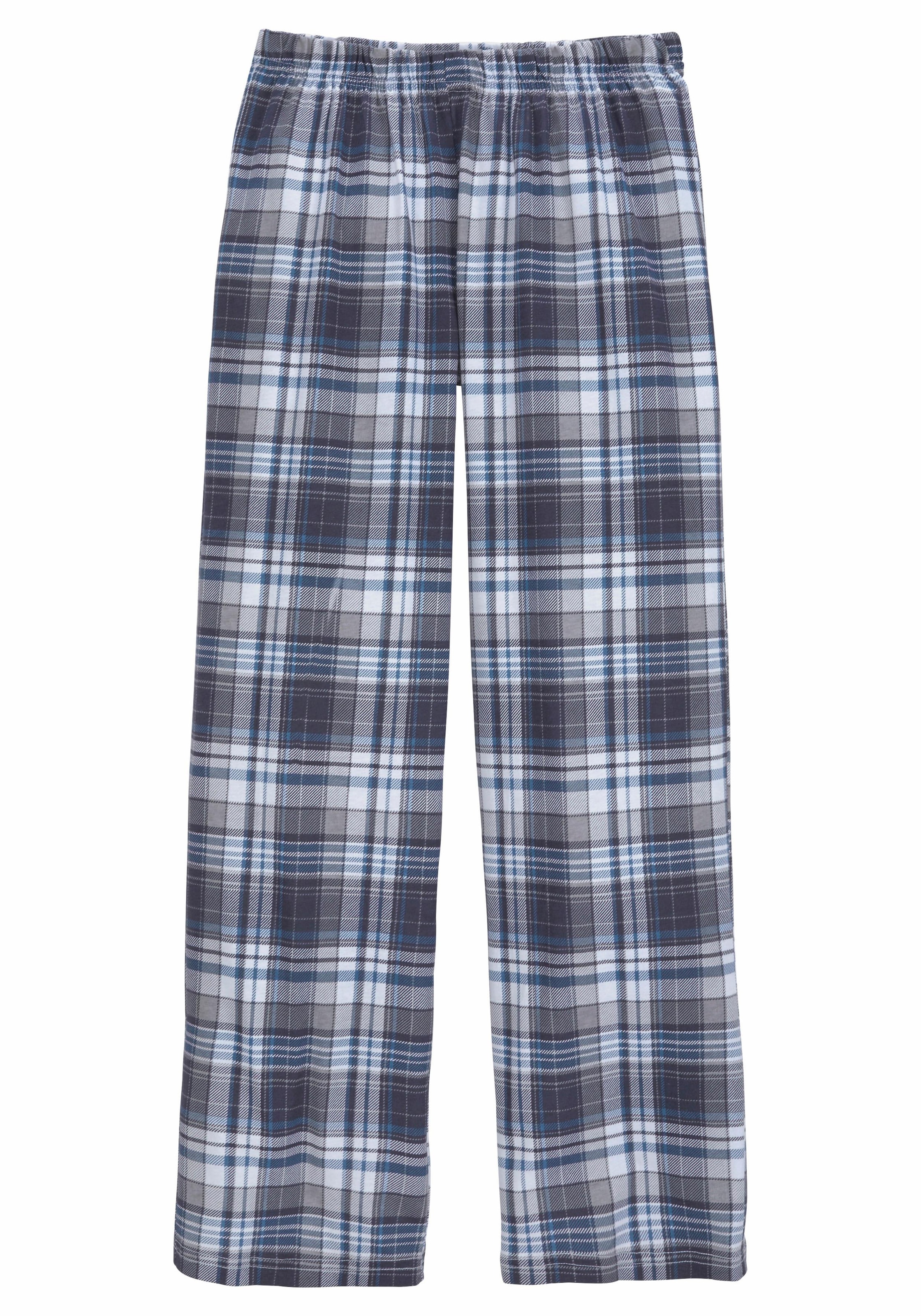 le jogger® Pyjama, (Packung, 4 tlg., 2 Stück), in langer Form, Hose 1x uni  und 1x kariert bei