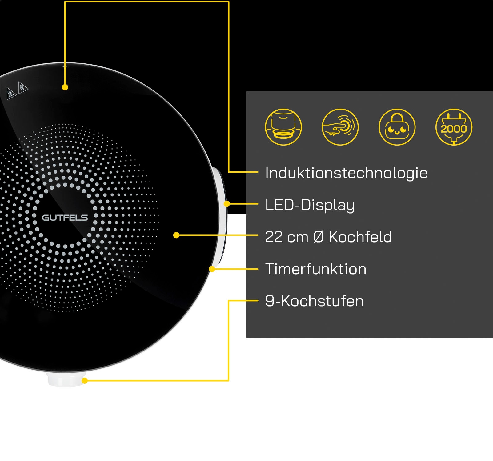 Gutfels Einzel-Induktionskochplatte »INDUK 2020«