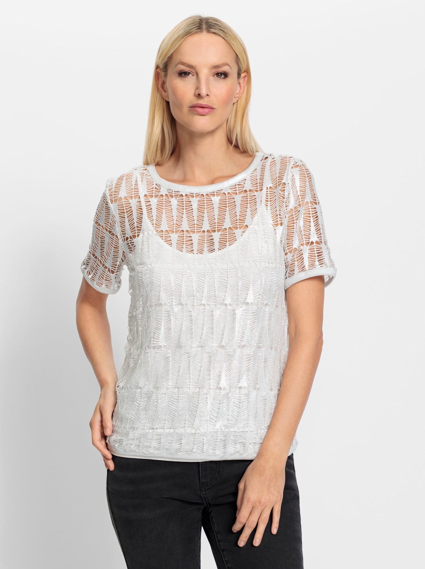 heine Kurzarmshirt »Spitzenshirt«, (1 tlg.)