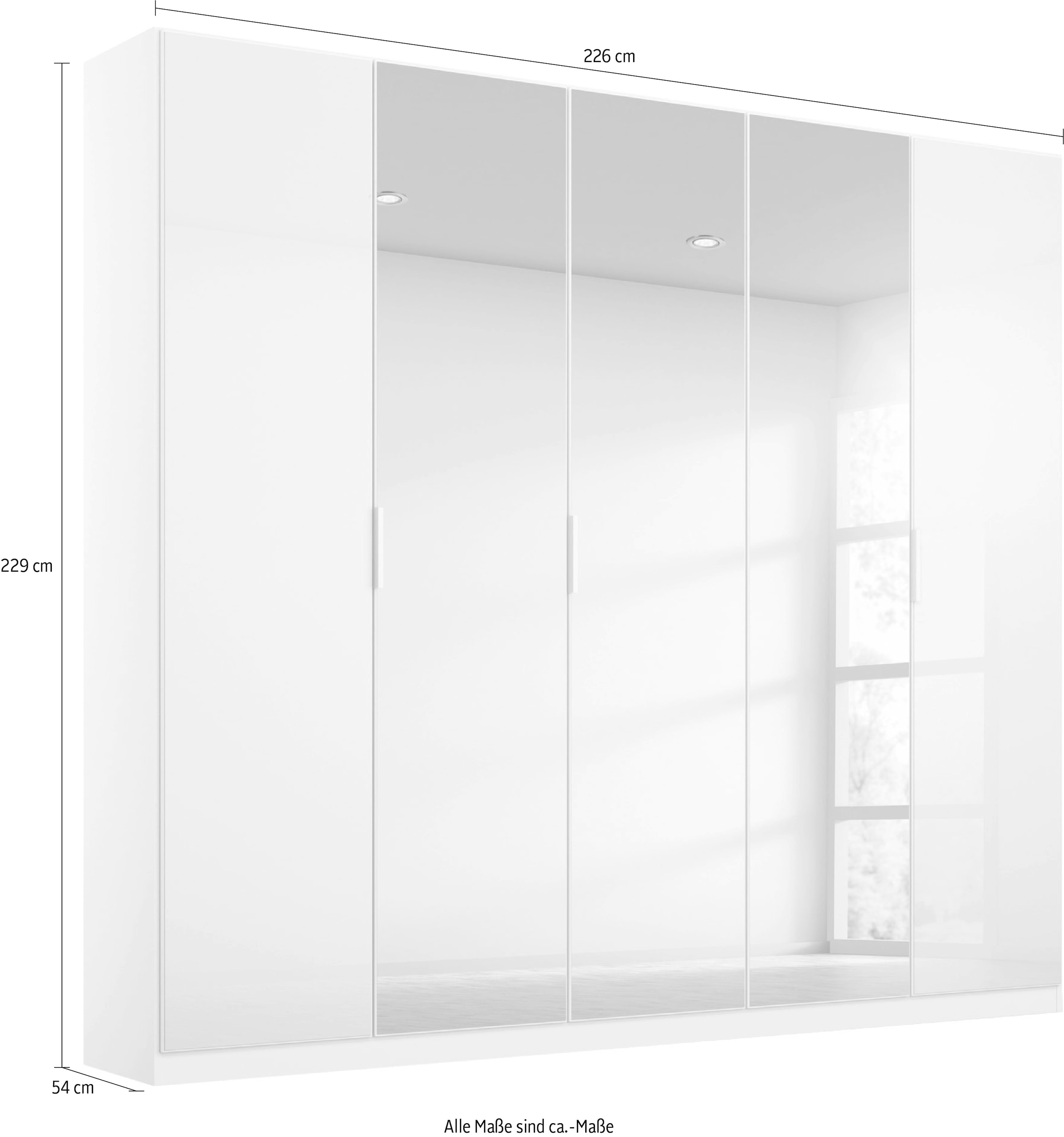 2 Böden Glasfront Innenschubladen Drehtürenschrank »Koluna«, inkl. kaufen Rechnung extra rauch auf Spiegel, mit sowie