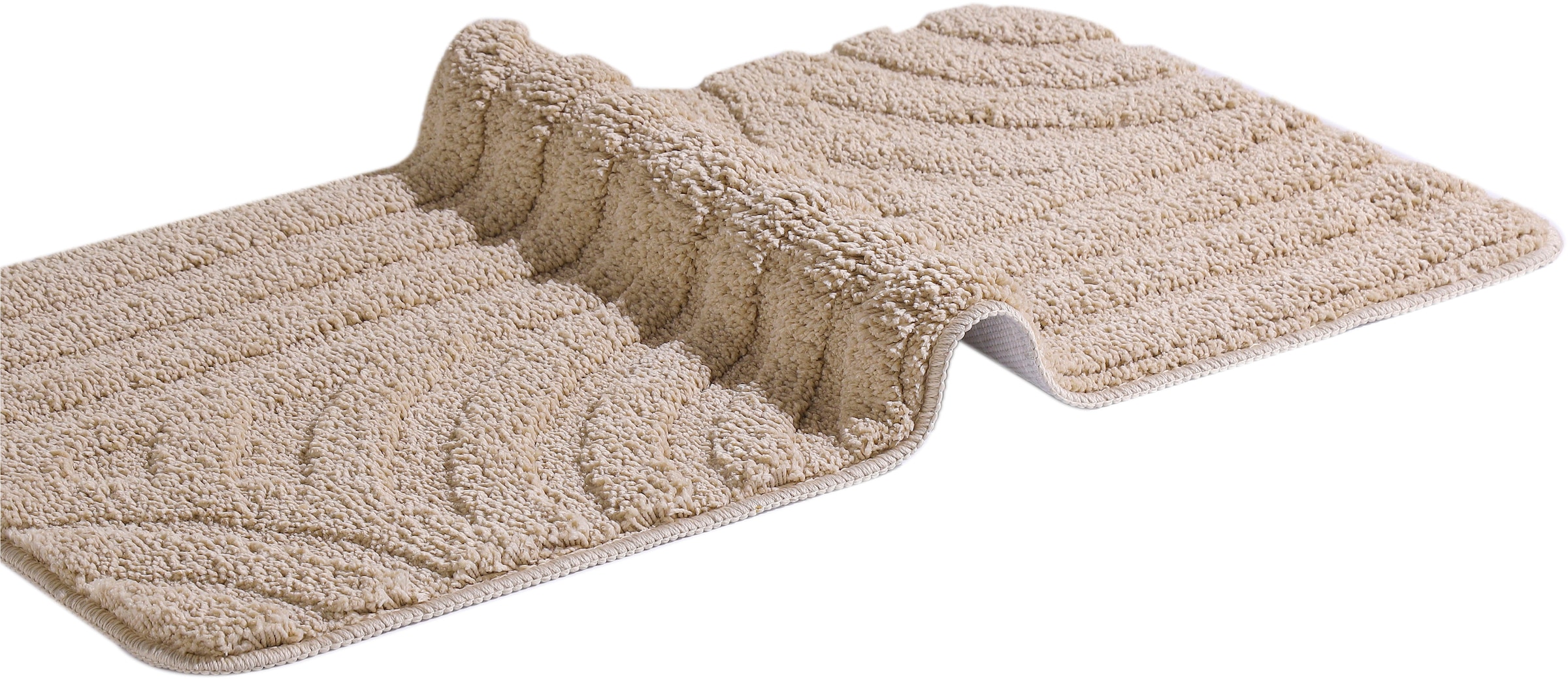 my home Badematte »Sanremo Scandi, Badvorleger, Badezimmer Teppich, Duschvorleger« Höhe 20 mm rutschhemmend beschichtet strapazierfähig Badteppich, Uni Farben, Hoch-Tief-Effekt, modernes Muster, Boho