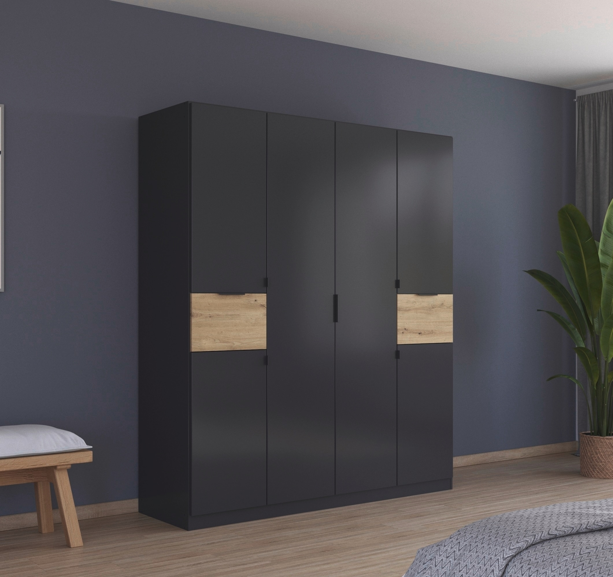 rauch Drehtürenschrank "Kleiderschrank Schrank Garderobe Wäscheschrank TICAO" Schubladen in der Höhe variabel positionierbar, mit 2 geräumigen Schubladen, viel Stauraum MADE IN GERMANY