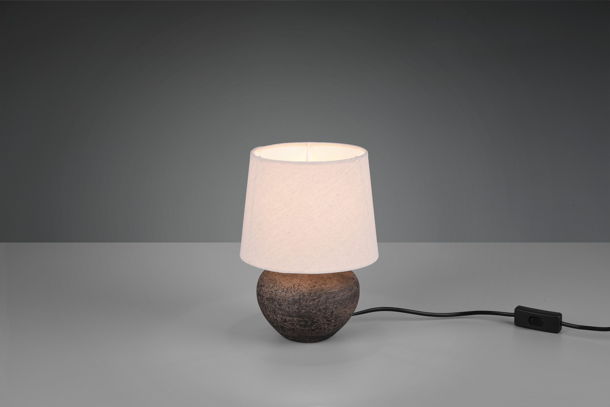 Tischlampe »Lou«, Keramik braun, Stoffschirm beige, für Leuchtmittel 1 x E14