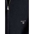Gant Strickjacke »EXTRAFINE LAMBSWOOL ZIP CARD«, hoher Kragen, durchgehend schließbar
