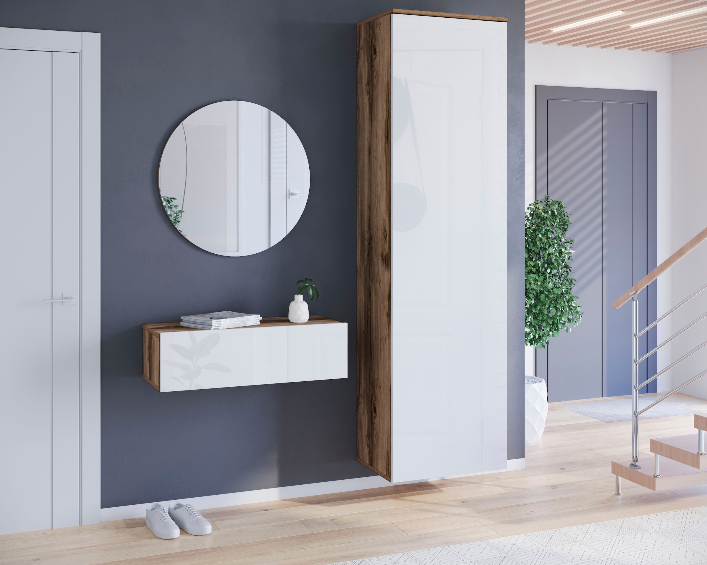 INOSIGN Schuhschrank »Paris, stehend oder hängend montierbar, Türanschlag wechselbar«, moderne Garderobenschrank Höhe 180cm, 6 geräumiger Fächer