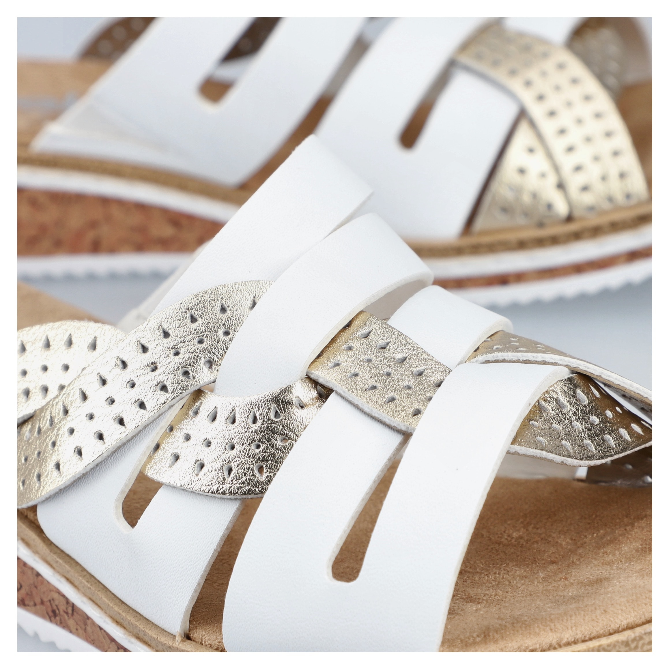 Rieker Pantolette, Sommerschuh, Schlappen, Hausschuh, Keilabsatz, mit kleinem Gummizug