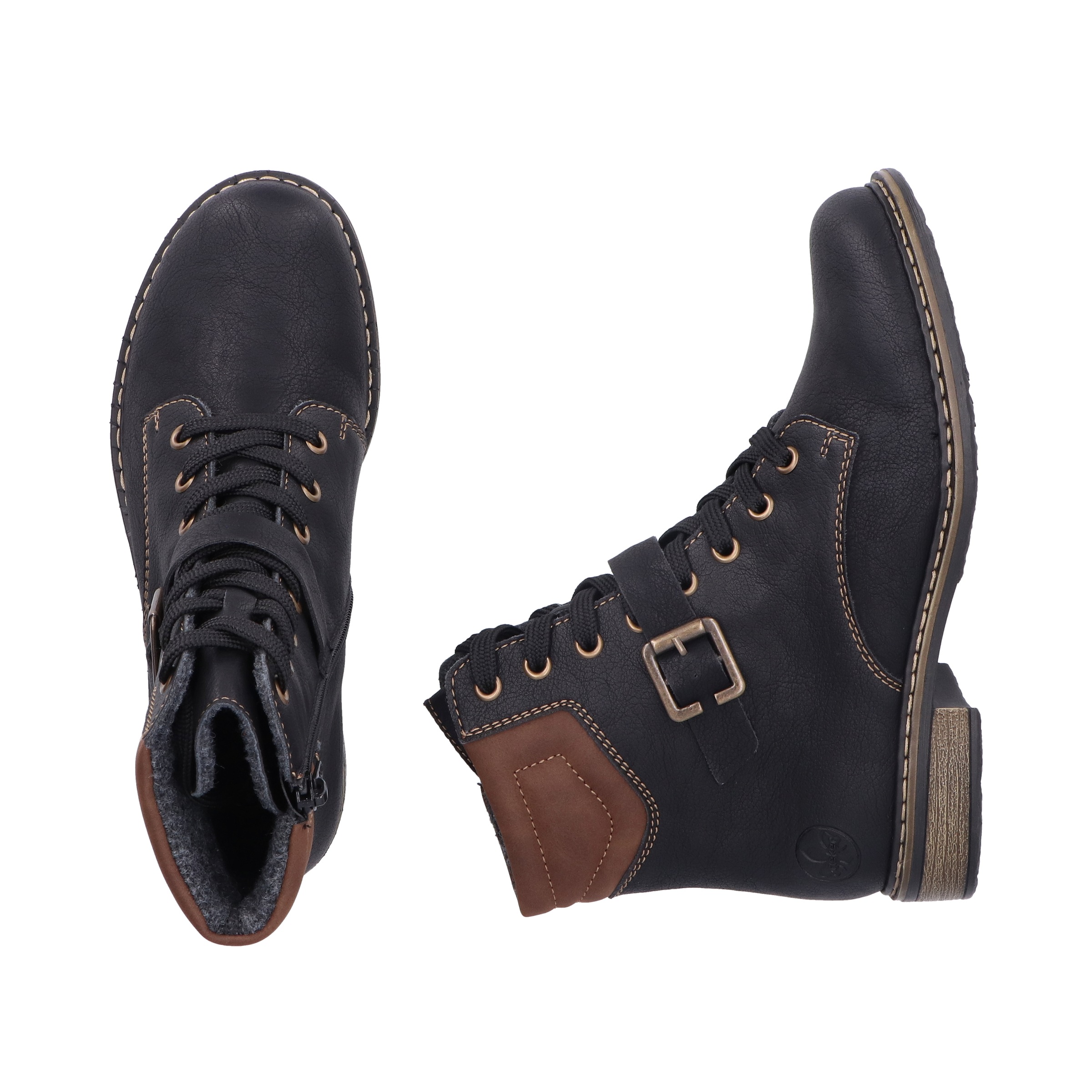 Rieker Schnürstiefelette  Schnürboots, Stiefelette, Blockabsatz, mit gepolstertem Schaftrand