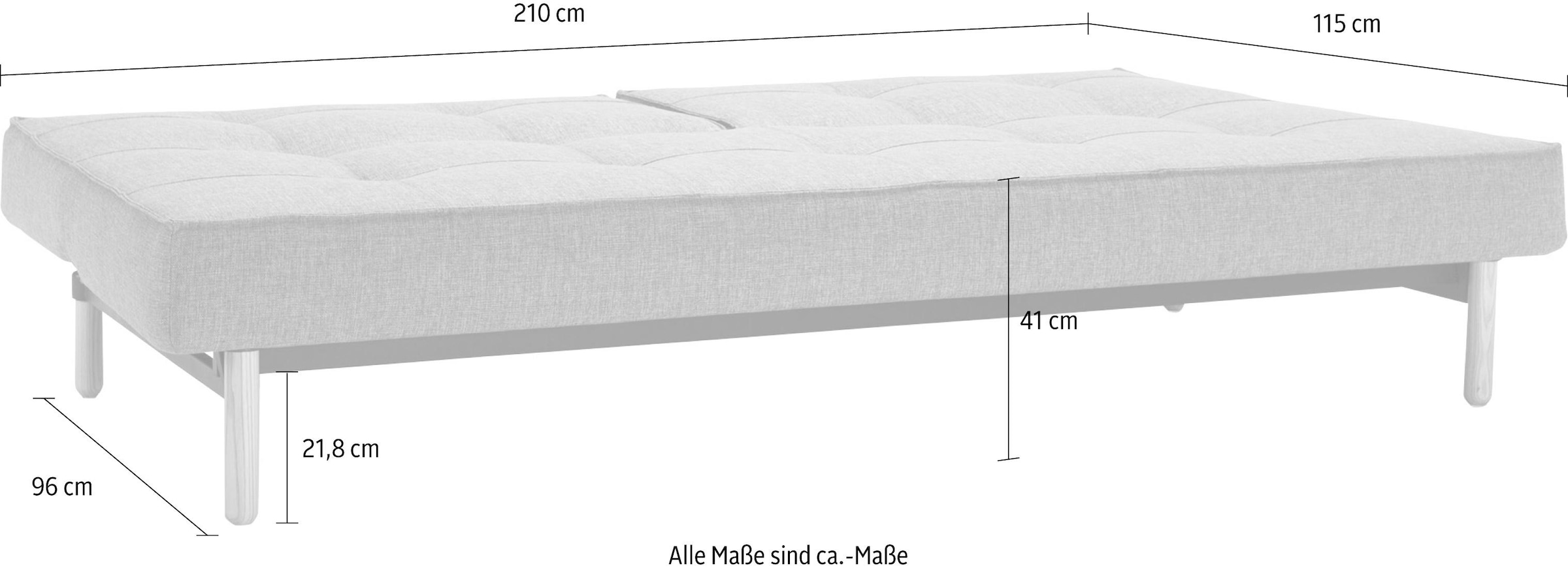 INNOVATION LIVING ™ Schlafsofa »Splitback, Schlafsofa, 3-Sitzer, Gästebett«, Schlaffunktion, stylisch, komfortabel und bequem, Mehrfunktionssofa