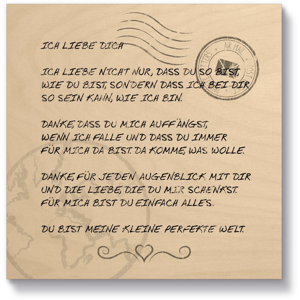 Artland Holzbild »Ich liebe Dich«, Sprüche & Texte, (1 St.)