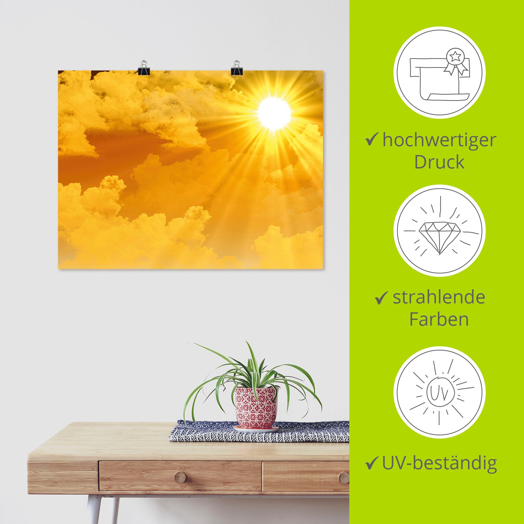 Artland Wandbild »Warme Sonnenstrahlen«, Himmel, (1 St.), als Leinwandbild, Poster, Wandaufkleber in verschied. Größen