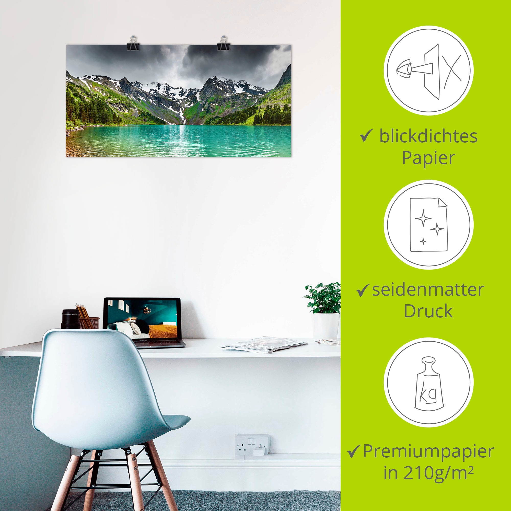 Artland Wandbild »Bergsee«, Berge, (1 St.), als Alubild, Outdoorbild, Leinwandbild, Poster in verschied. Größen