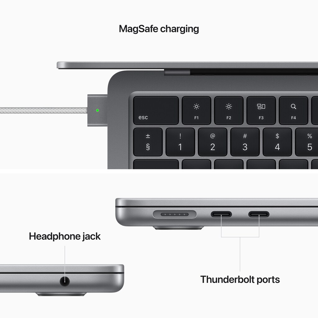 Apple Notebook »MacBook Air (2022), 13", mit Apple M2 Chip, Liquid Retina Display, 8 GB RAM«, (34,46 cm/13,6 Zoll), Apple, M2, 256 GB SSD