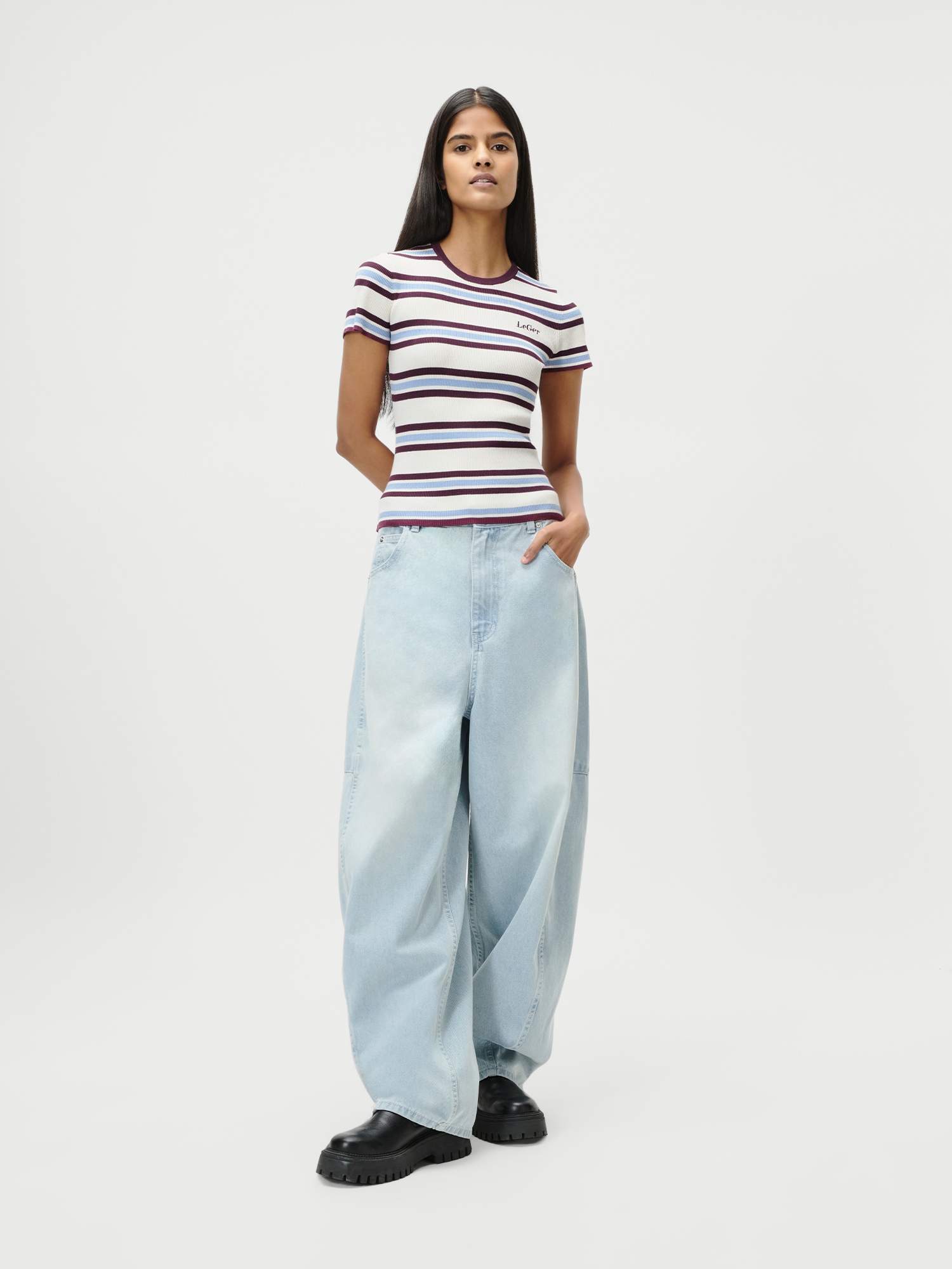LeGer T-Shirt »Danielle, LeGer by Lena Gercke« schmale Passform, mehrfarbig geringelt
