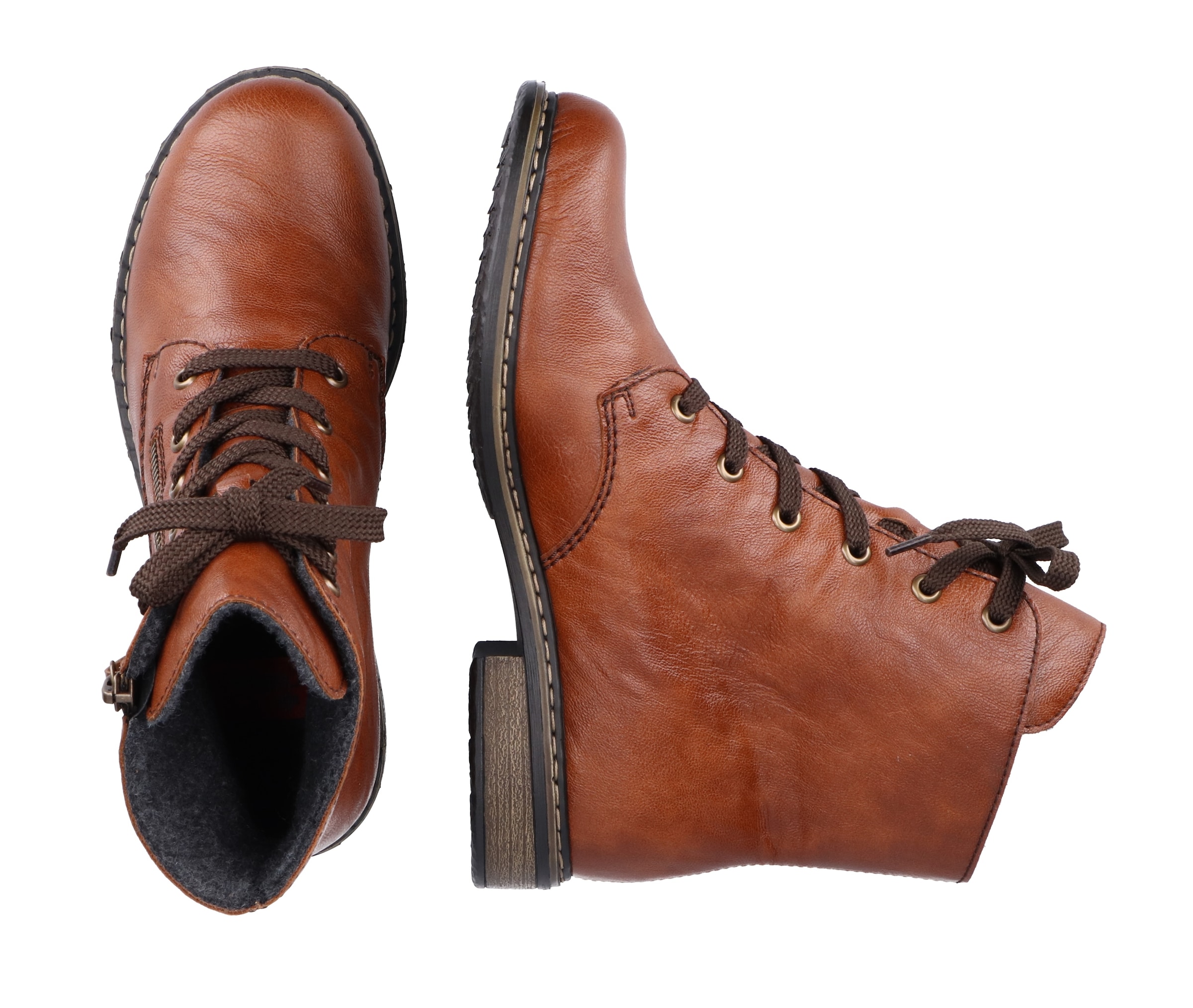 Rieker Stiefelette, Schnürstiefelette, Schnürboots mit Reißverschluss an der Außenseite
