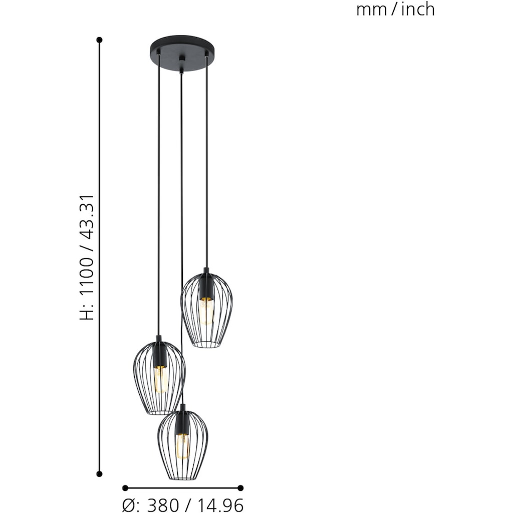 EGLO Pendelleuchte »NEWTOWN«, 3 flammig-flammig