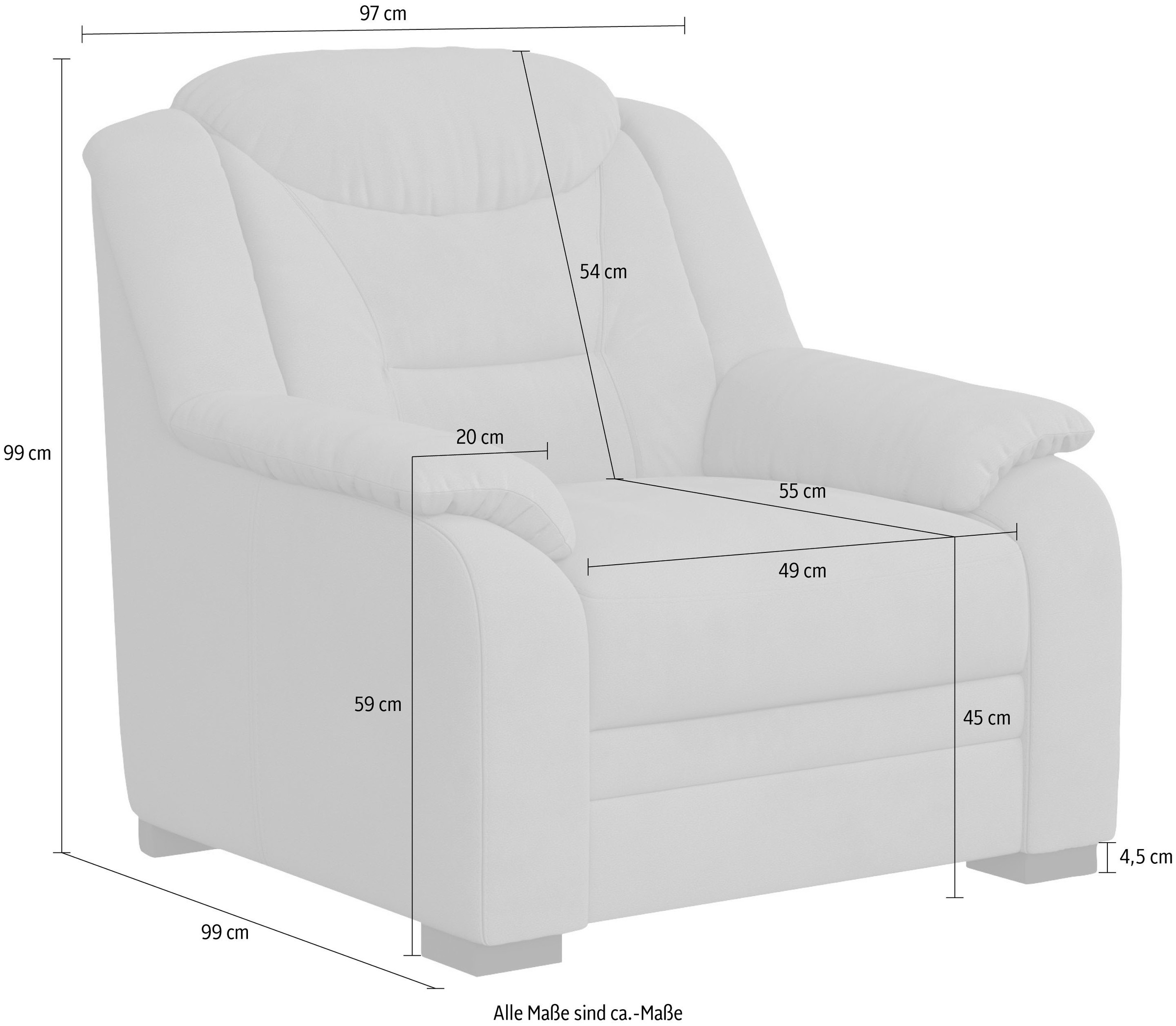 COTTA Sessel »Marcus«, Sessel im klassischen Design mit hoher Rückenlehne