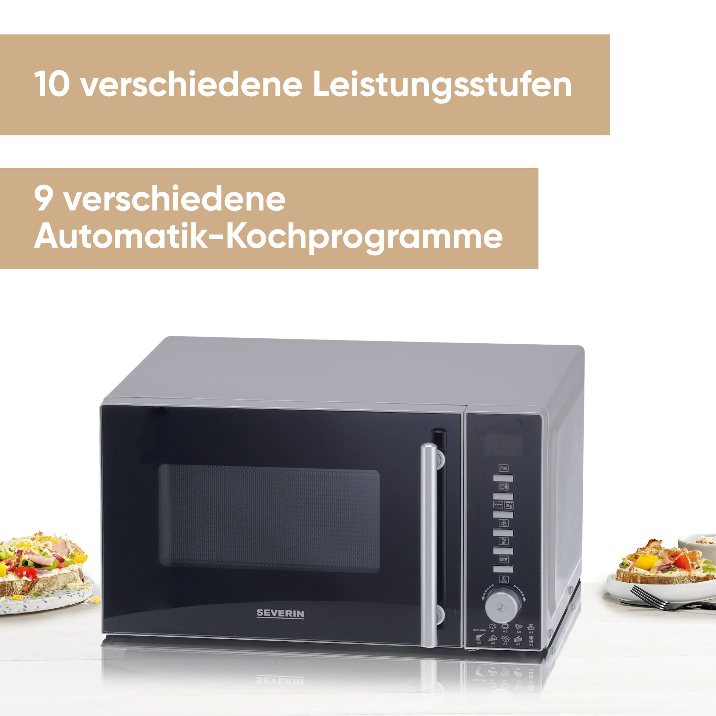 Severin Mikrowelle »MW 7773 mit Grill-und Heißluftfunktion 3-in-1« Grill | Heißluft | Mikrowelle 10 Leistungsstufen und 9 Automatik-Kochprogramme
