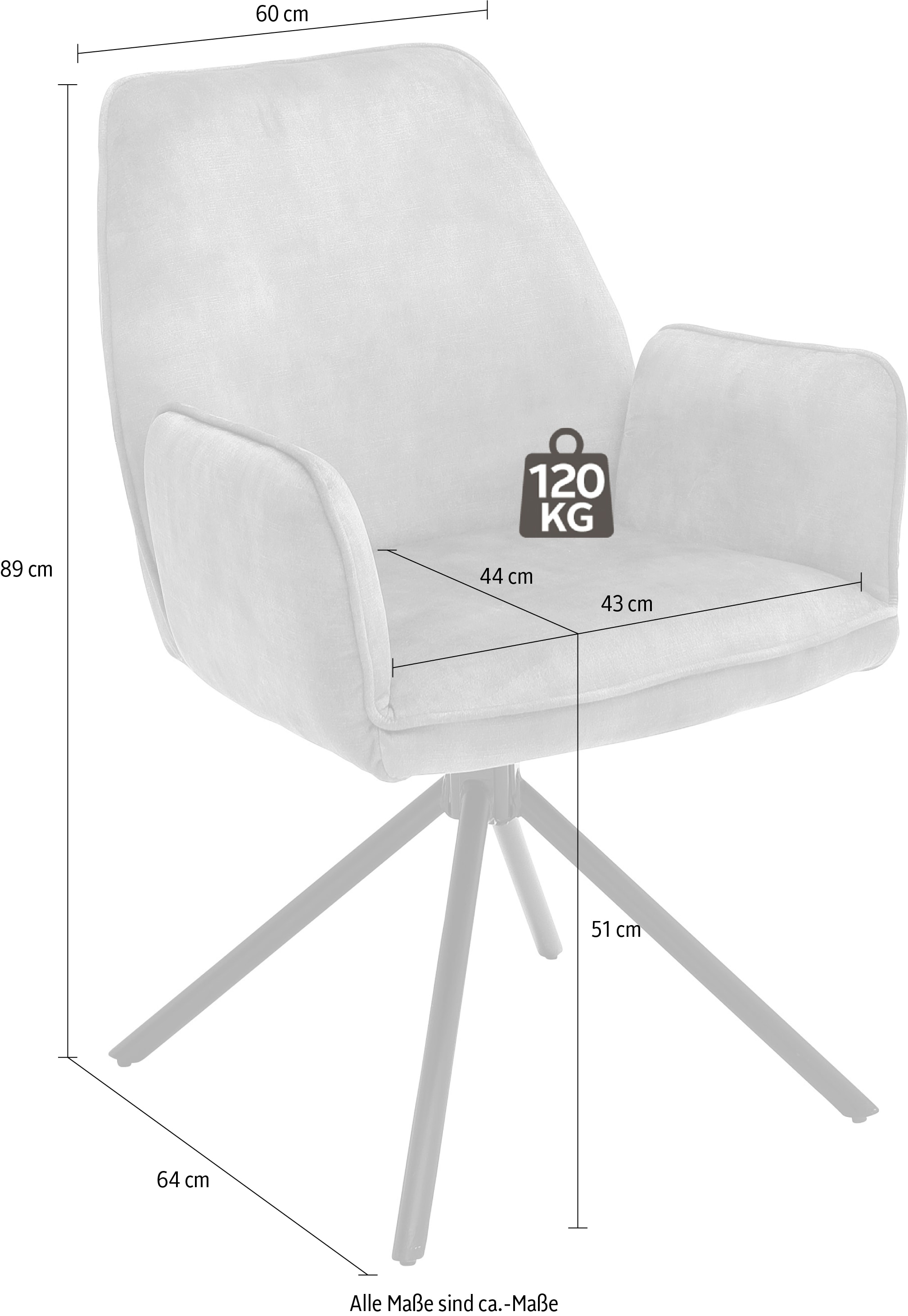 MCA furniture Esszimmerstuhl »Ottawa mit Armlehne«, (Set), 2 St., Vintage, Vintage  Veloursoptik mit Keder, Stuhl belastbar bis 120 Kg auf Rechnung kaufen | Stühle