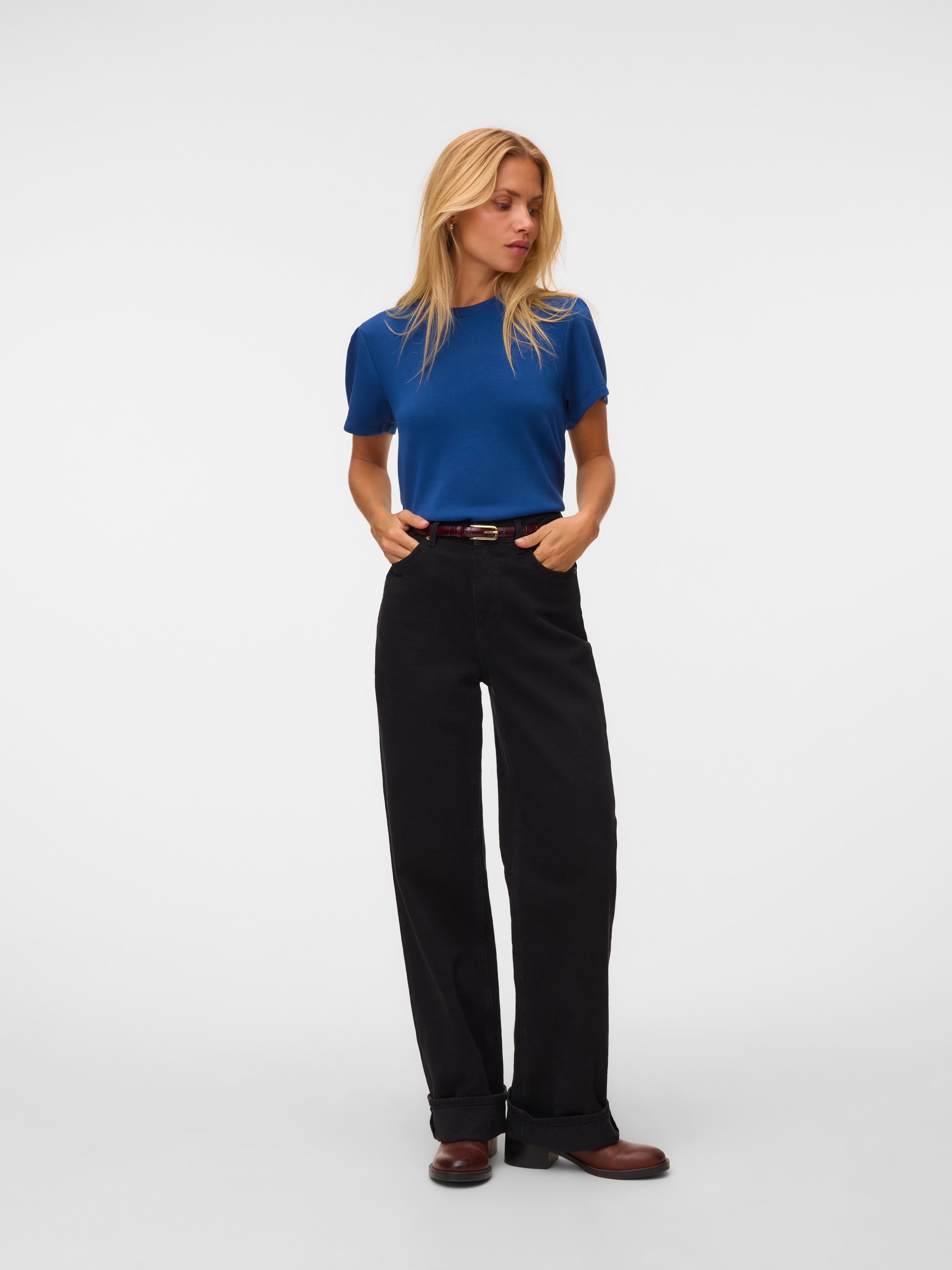 Vero Moda Kurzarmshirt »VMELLA SS O-NCK TOP JRS« Viskosemischung, regular fit