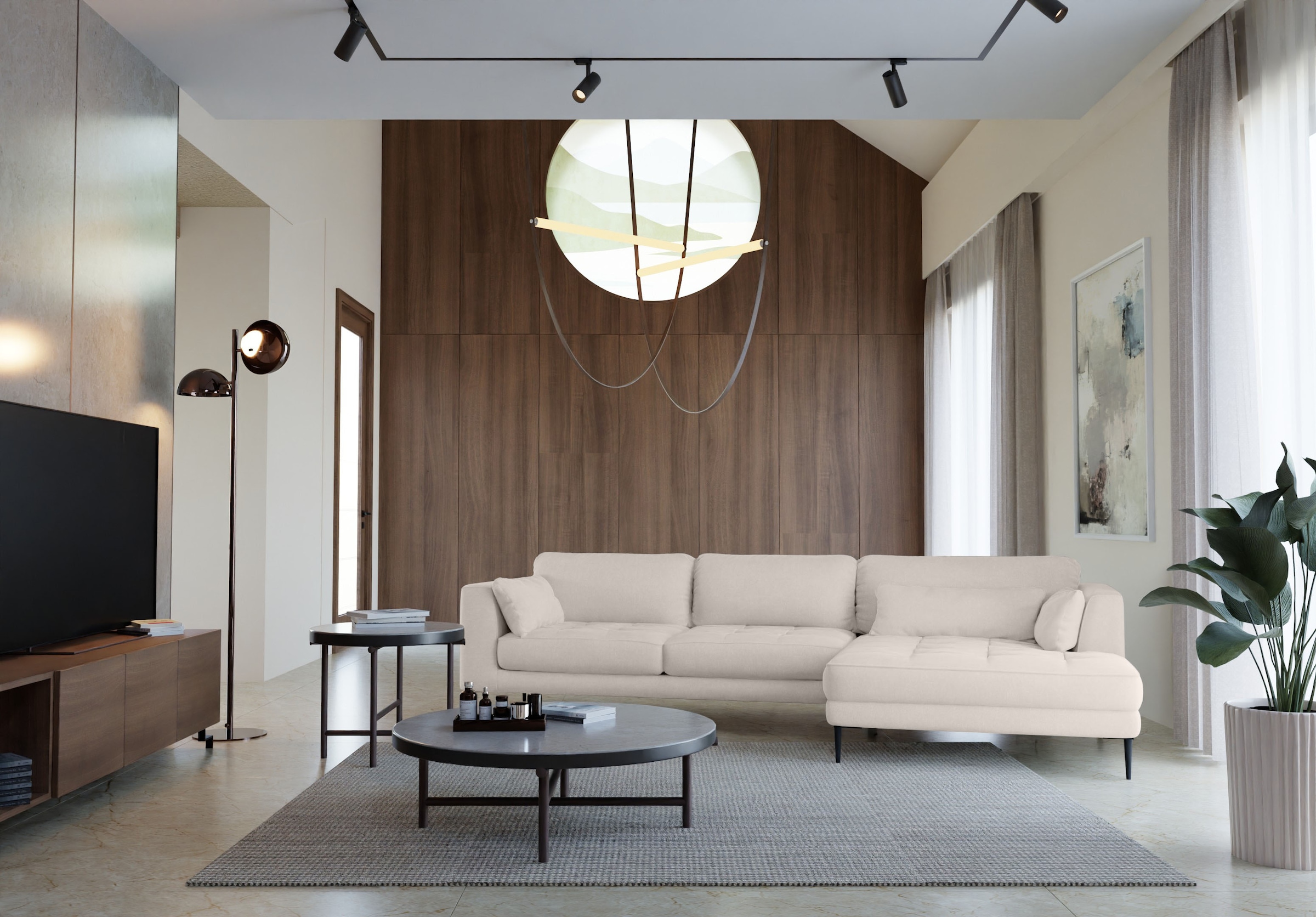 TRENDMANUFAKTUR Ecksofa »Luzi, wahlweise mit Schlaffunktion und Bettkasten bestellbar, L-Form«, Designsofa mit tollem Sitzkomfort, Metallfüße schwarz, Breite 280 cm