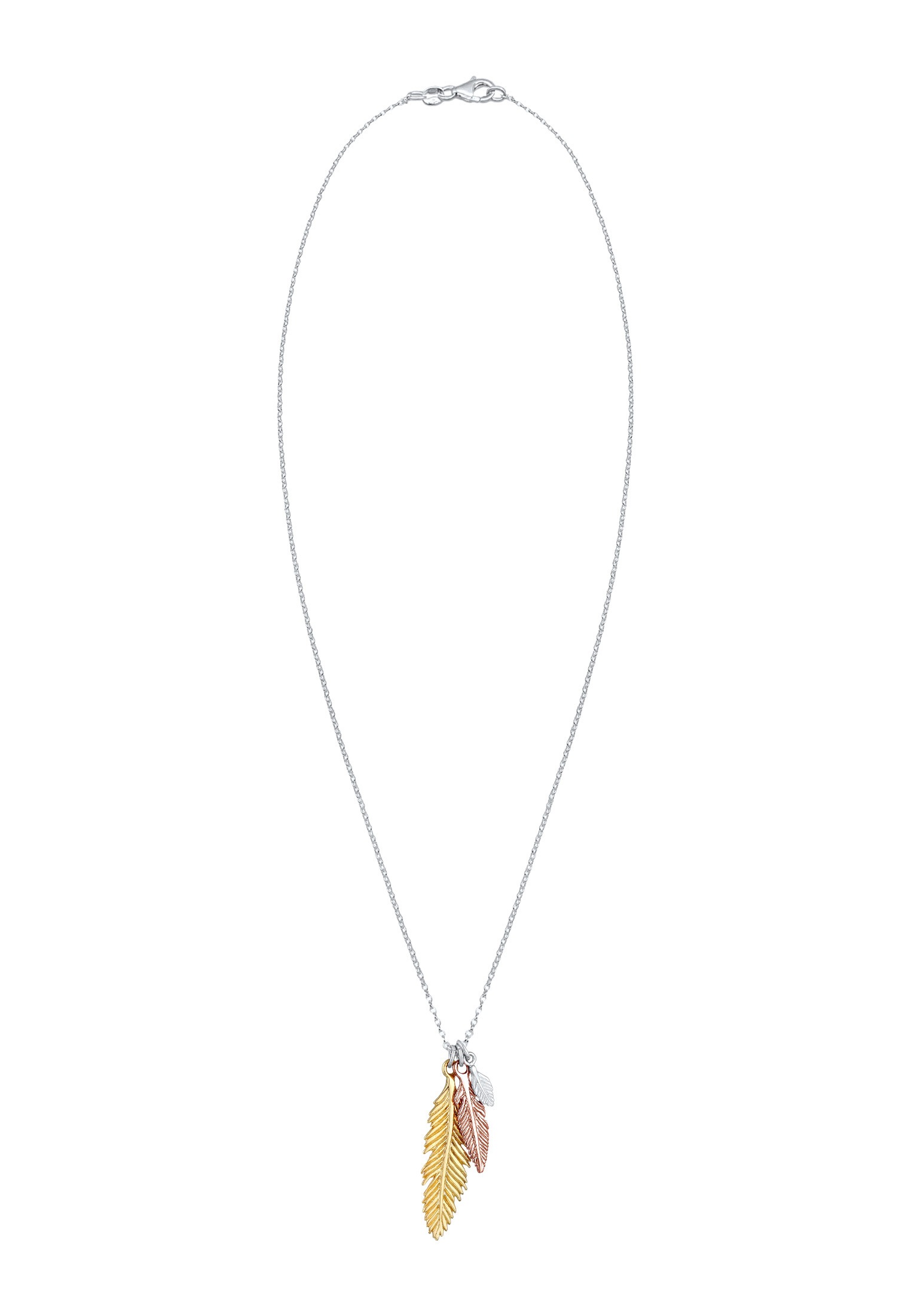 Elli Kette mit Anhänger »Halskette Feder Symbol Tricolor 925 Silber«
