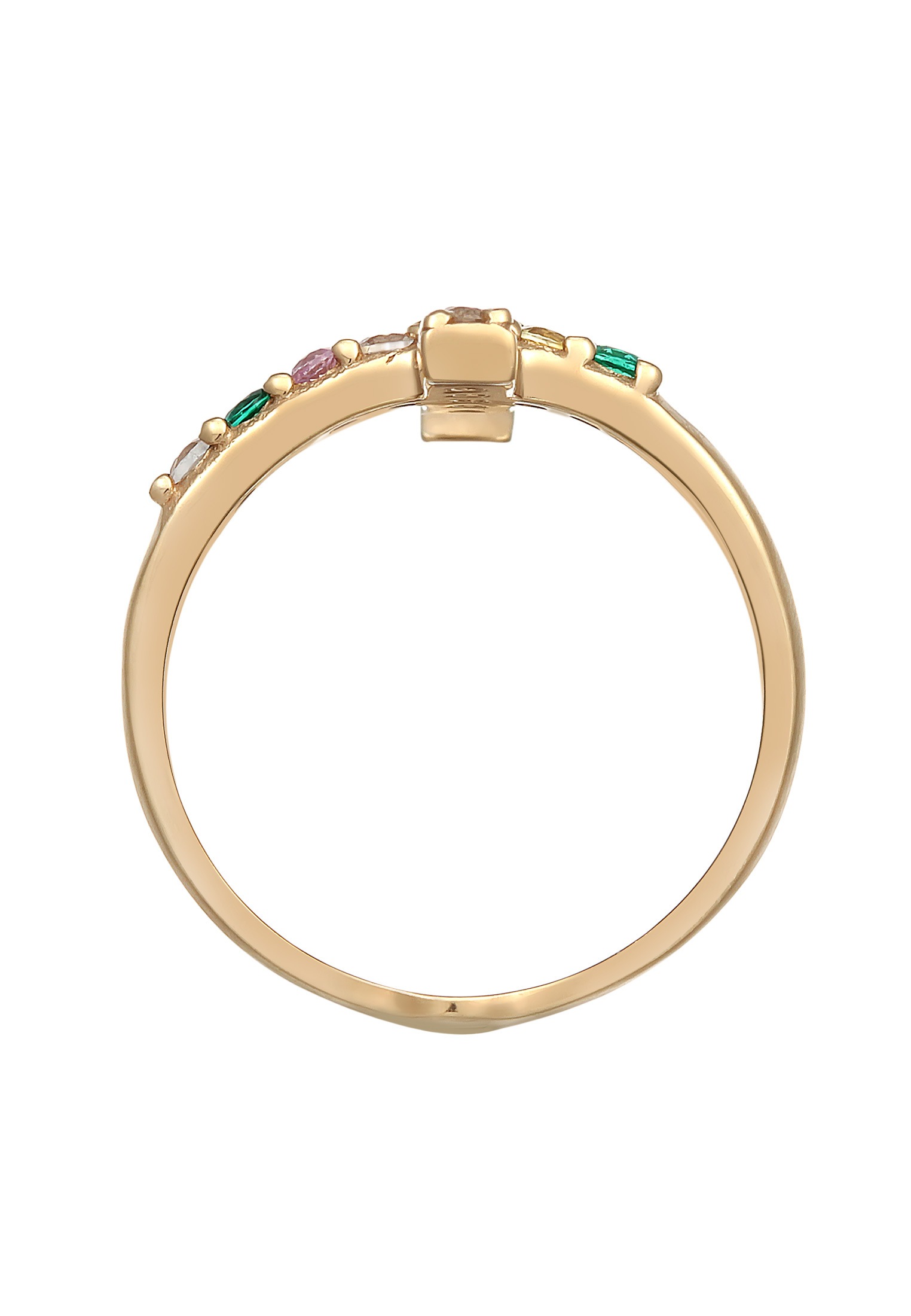 HAZE & GLORY Silberring »Ring Edelstein Kreuz Vivid 375er Gelbgold«