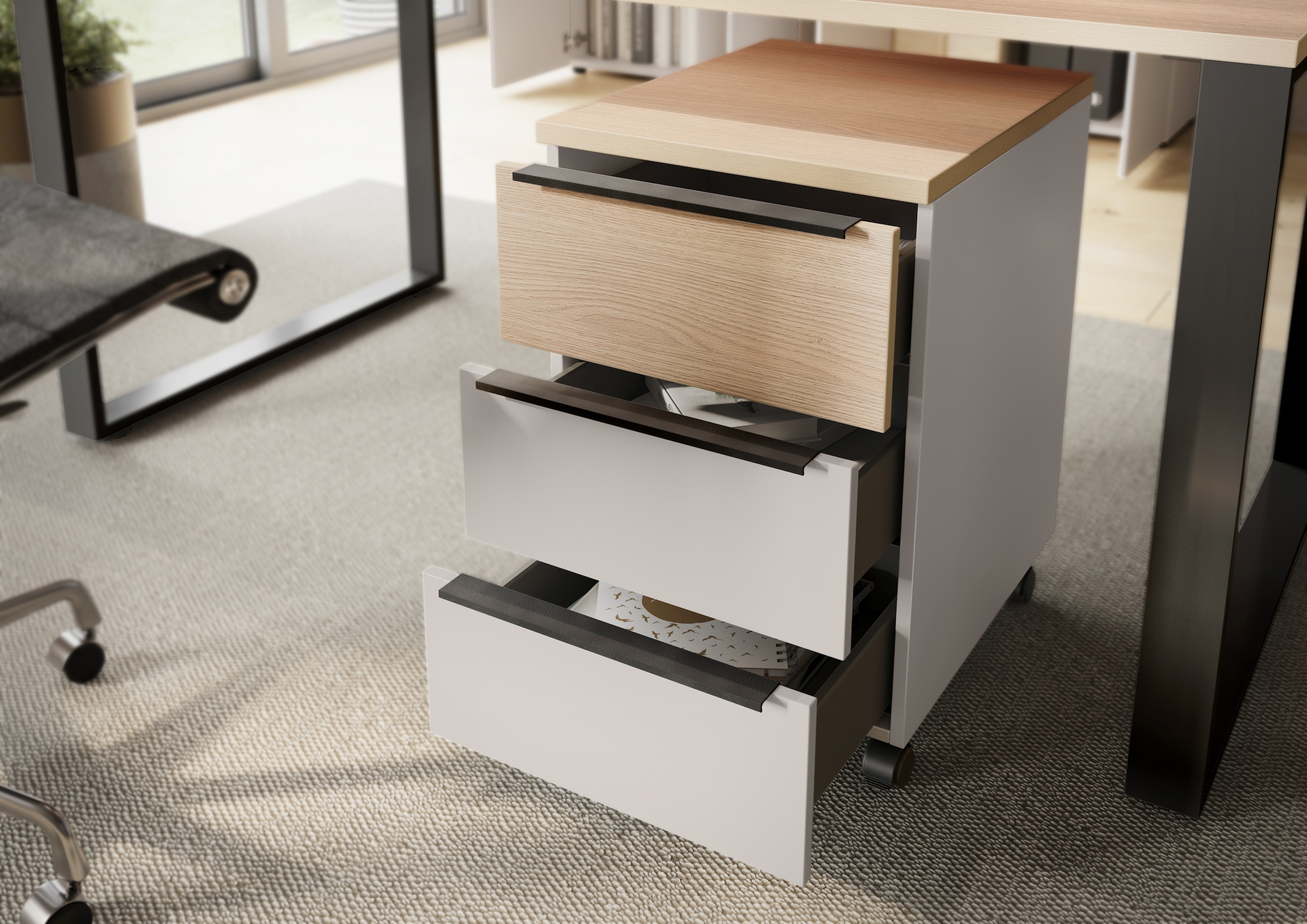 GERMANIA Rollcontainer 1 Stk. tlg. mit Schubladendämpfung