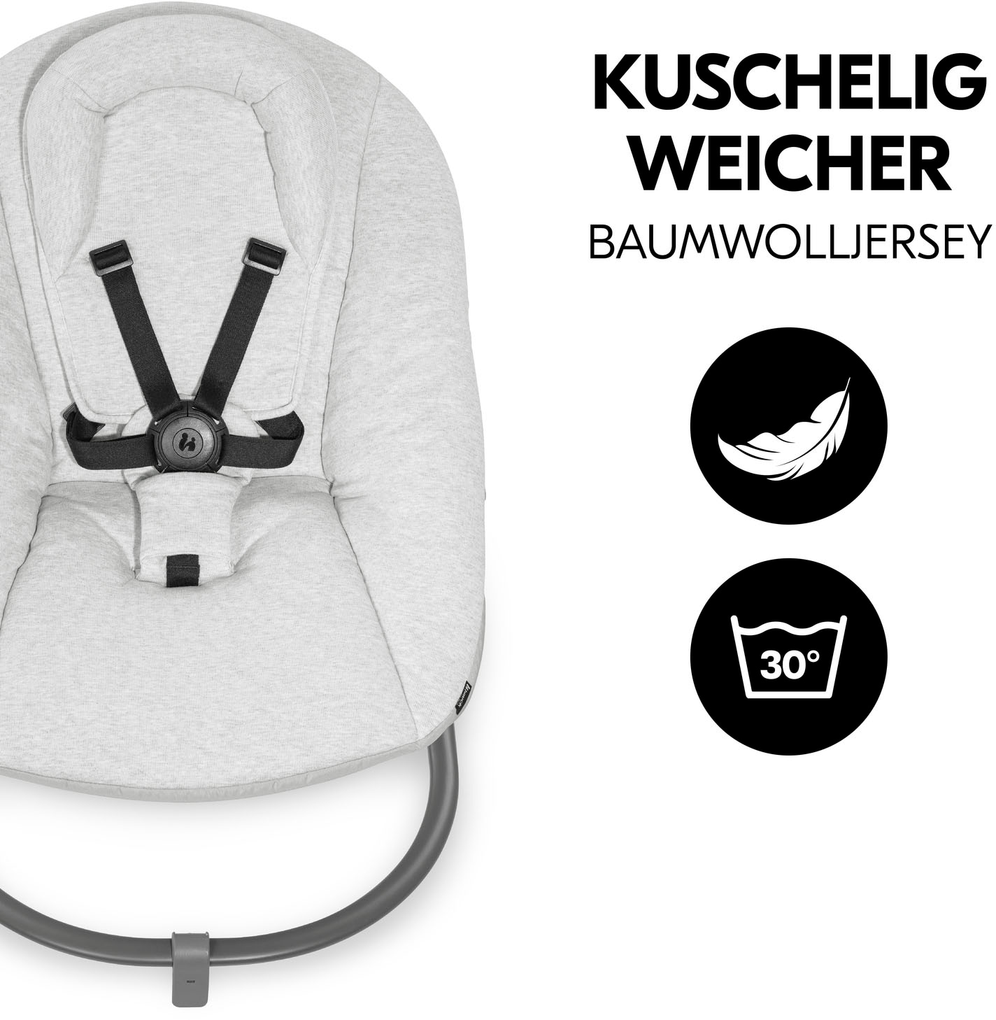 Hauck Babywippe »Alpha Bouncer Premium, Light Grey«, bis 9 kg, für Neugeborene mit Wippgestell, für Hochstuhl Alpha+ und Beta+