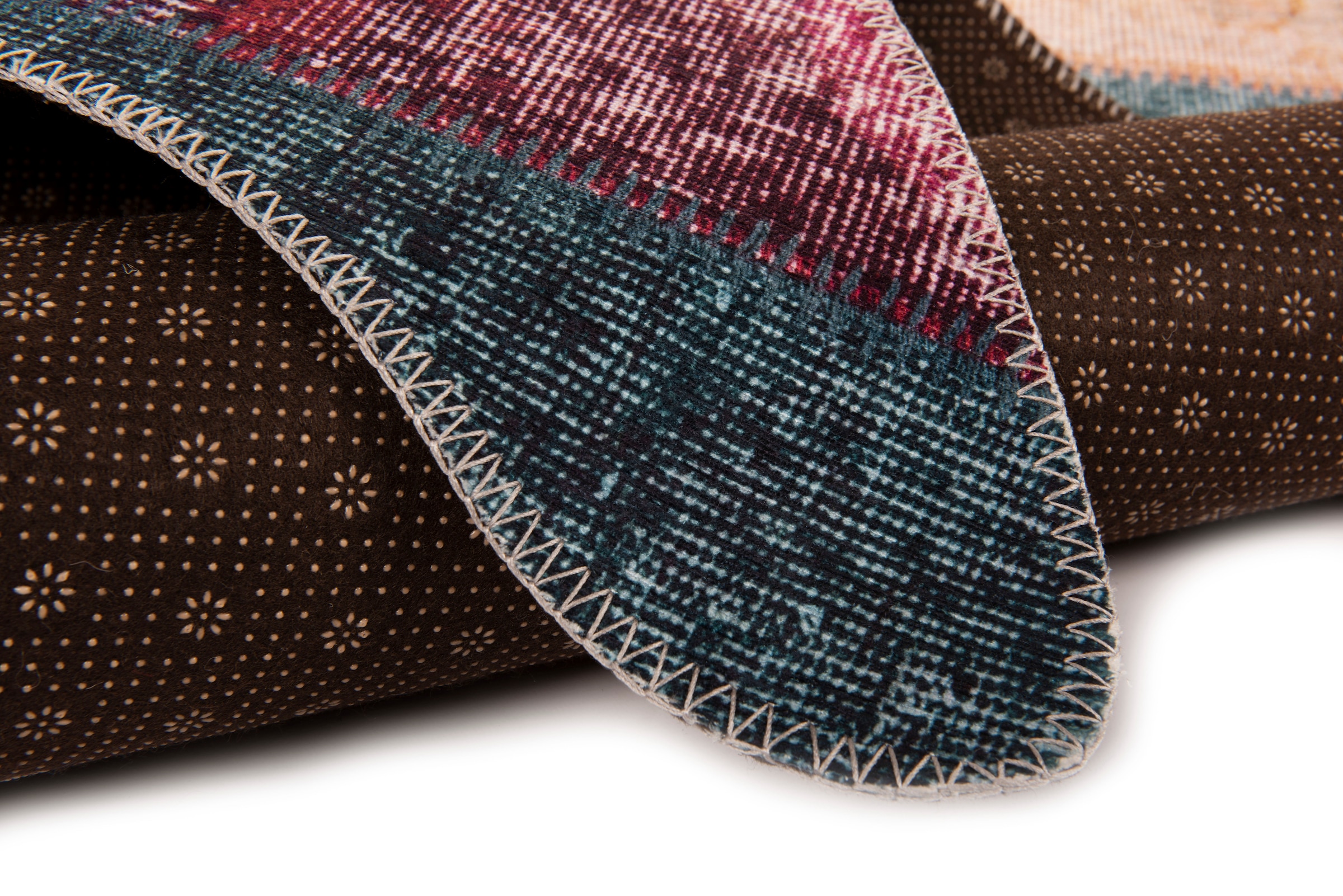 Gino Falcone Fellteppich »Elena 74«, fellförmig, 3 mm Höhe, Kunstfell, bedruckt, Patchwork Design