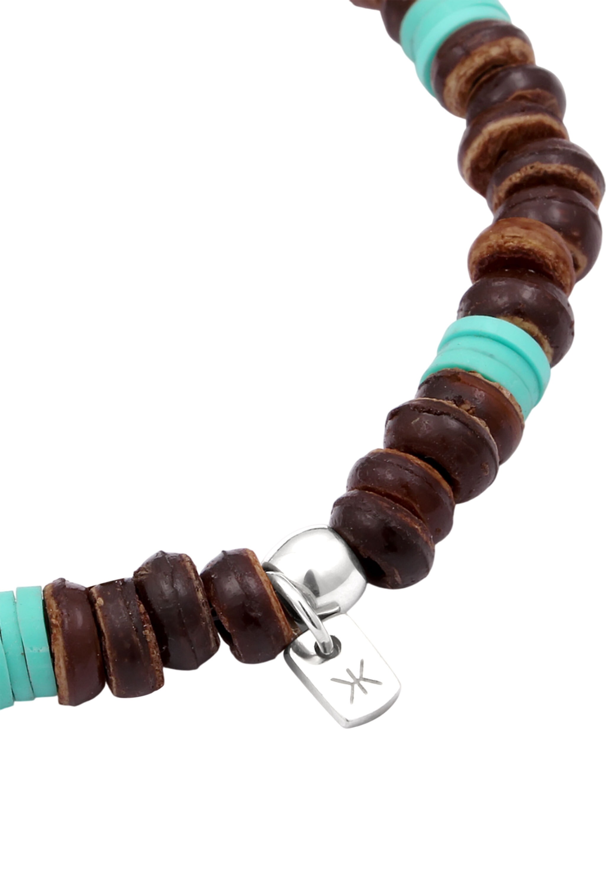 Kuzzoi Armkette »Armband Heishi Kokosnuss Perlen Braun 925 Sterling Silber«