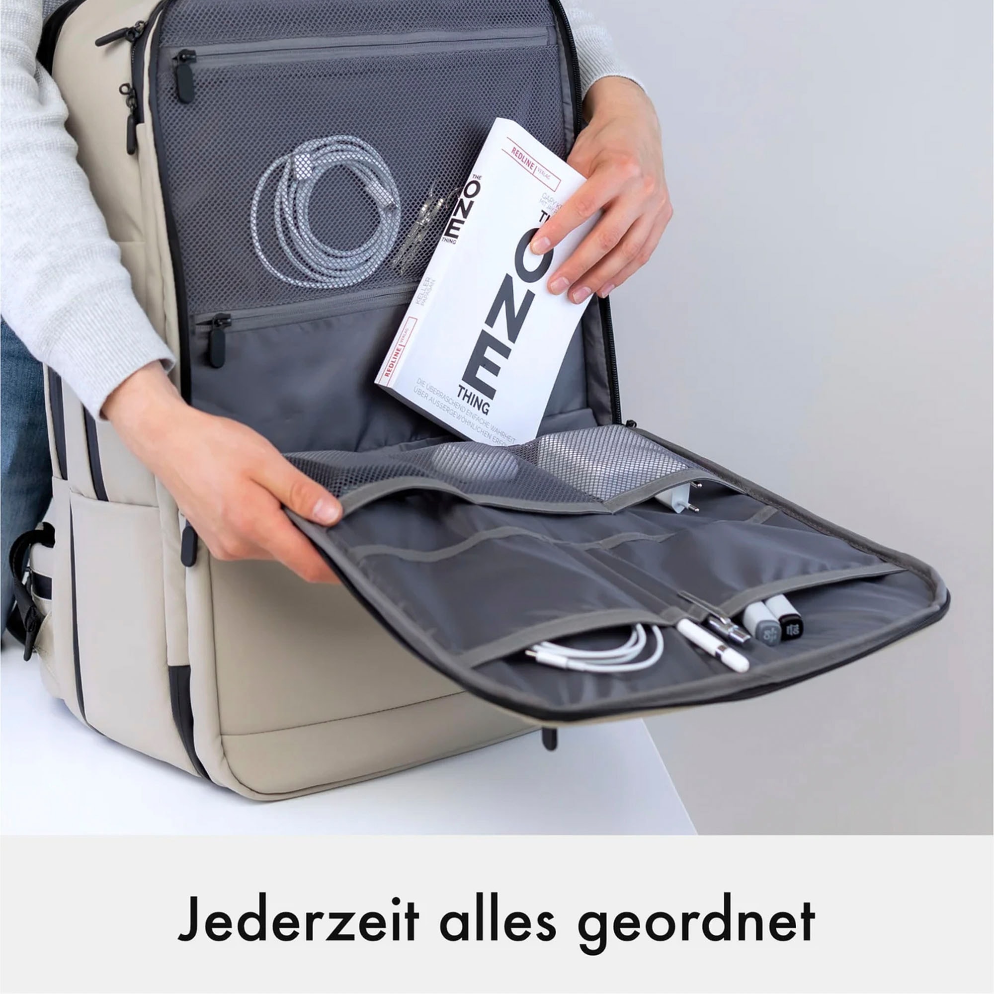 Laptopfach; onemate recycelten mit Rechnung aus »grau«, Reiserucksack erweiterbar; auf PET-Flaschen kaufen