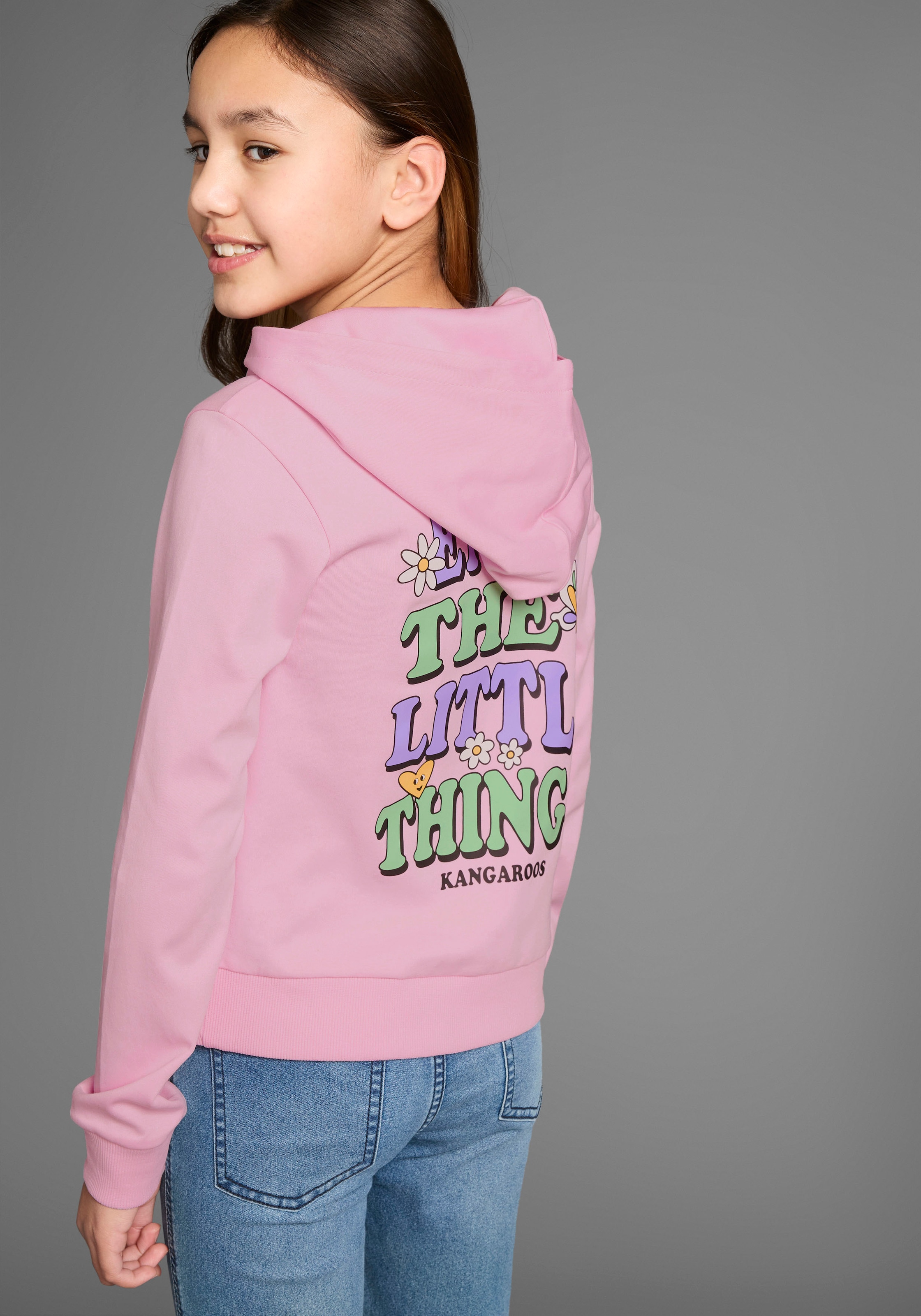 KangaROOS Kapuzenshirt »Shirt mit Rückendruck« in kurzer Form