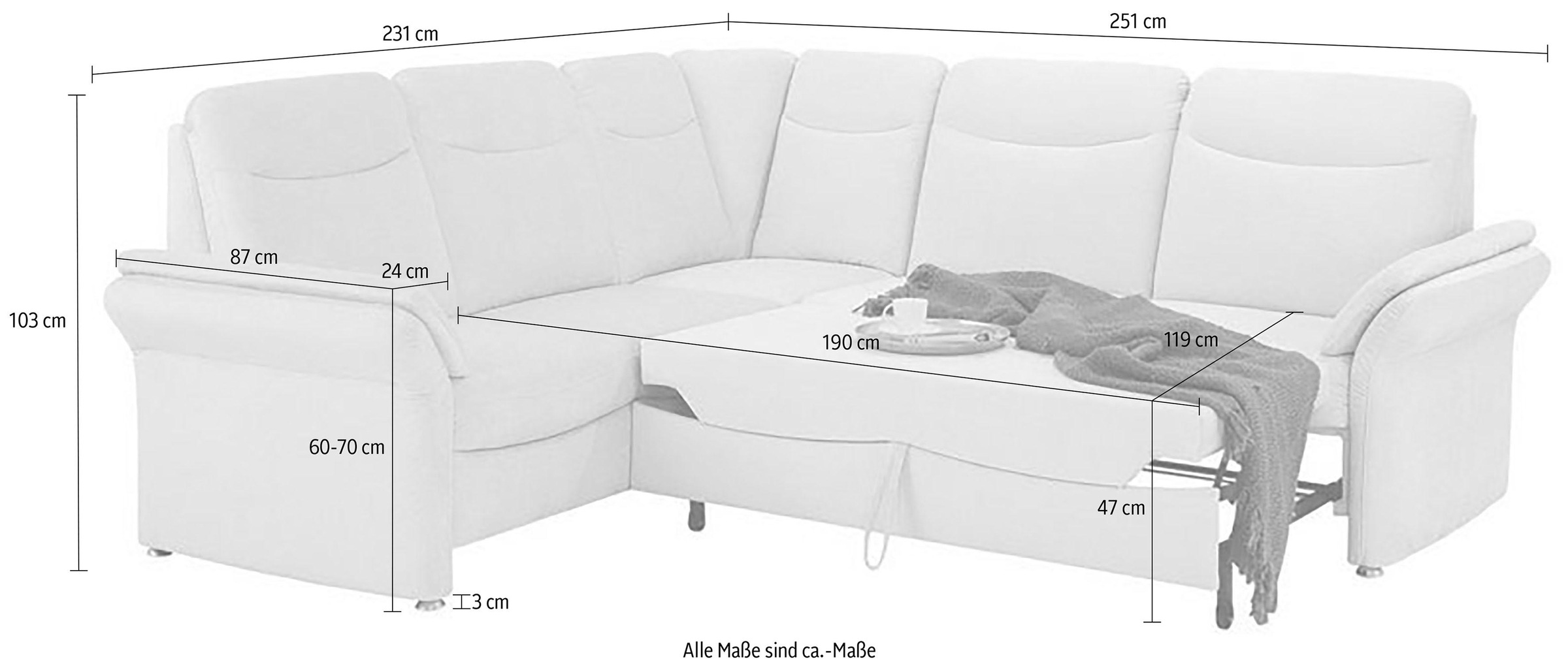 Home affaire Ecksofa »Tahoma L-Form«, mit Armlehnfunktion, wahlweise Bettfunktion, Schublade, Relaxfunktion