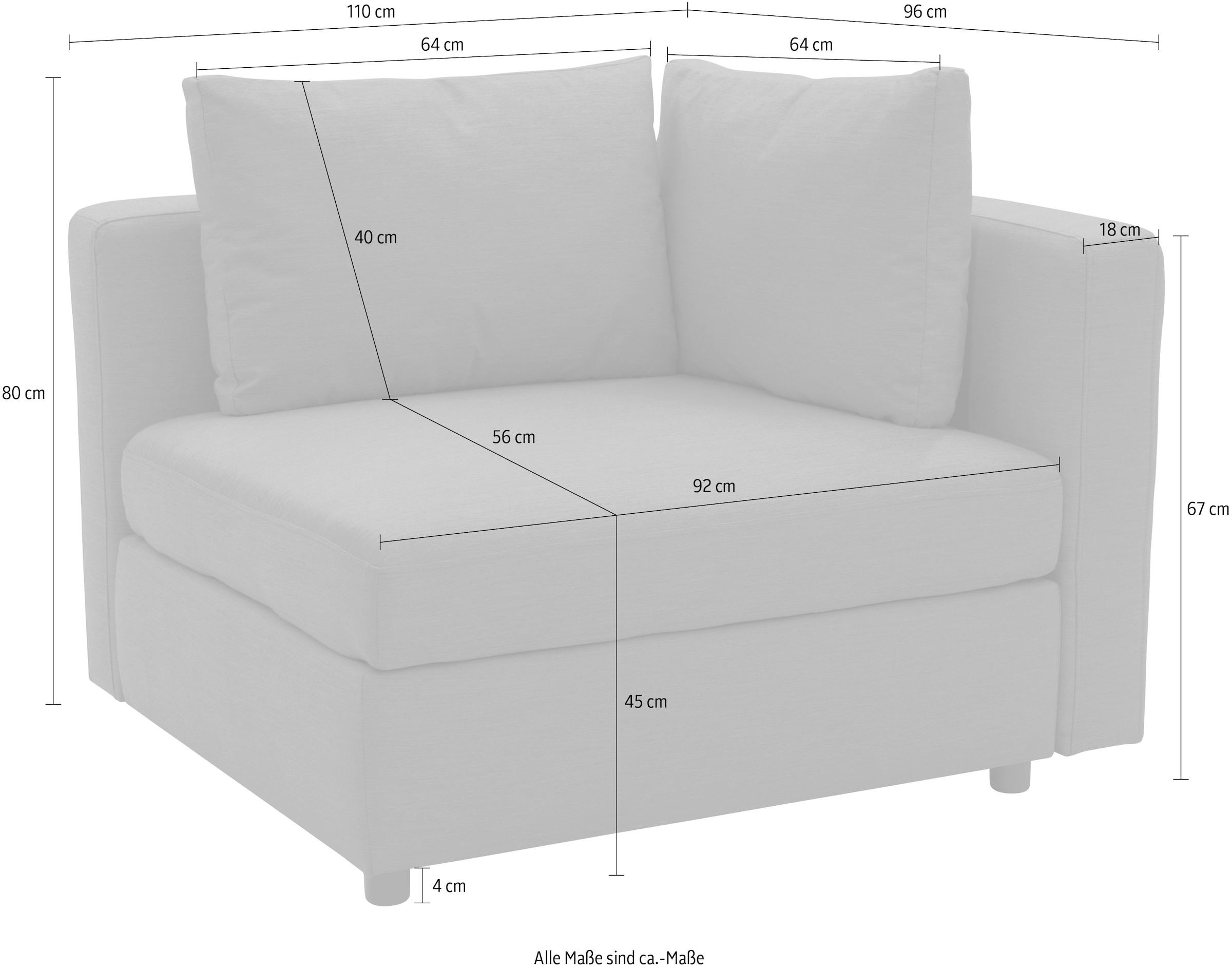 DOMO collection Sofa-Eckelement »Solskin, individuell erweiterbar/kombinierbar«, mit losen Kissen. Rücken- und Seitenteile als Stecksystem.