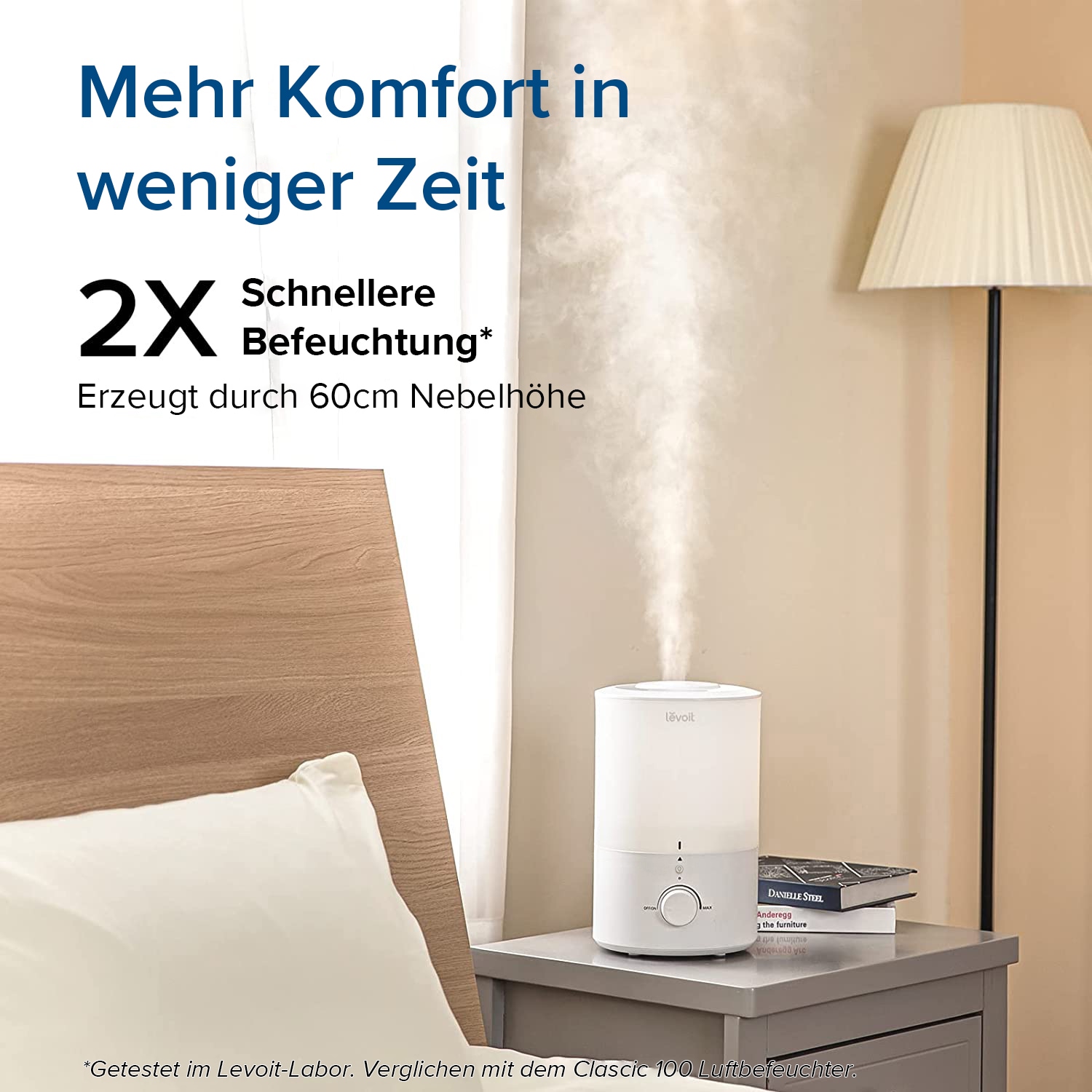 Levoit Kombigerät Luftbefeuchter und -reiniger »Dual 150 Ultrasonic Cool Mist Humidifier« für 27 qm Räume Top-Fill, 3 l, mit Nachtlicht, 25 Std. Laufzeit, spülmaschinenfest