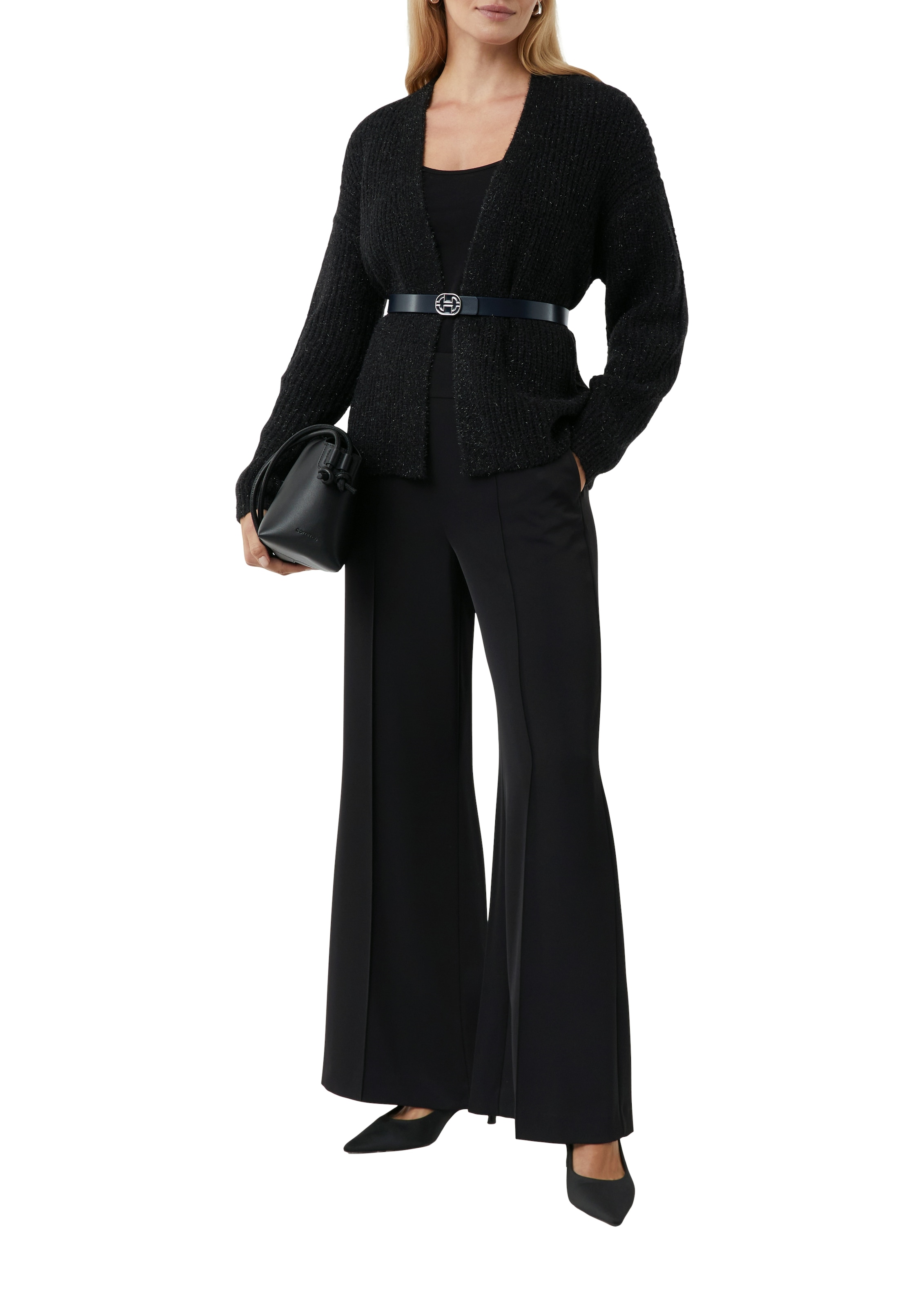 Comma Strickjacke mit Glitzerfäden, ohne Verschluss