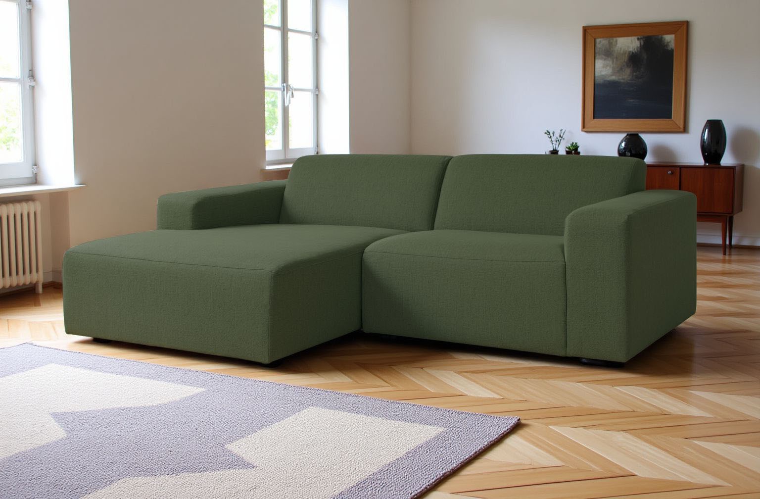 INOSIGN Ecksofa »Koa,228cm, L-Form, Modulsofa, Webstoff, Cord, Struktur«, Designsofa, weicher Lounge-Sitzkomfort, Welleunterfederung, bodentief